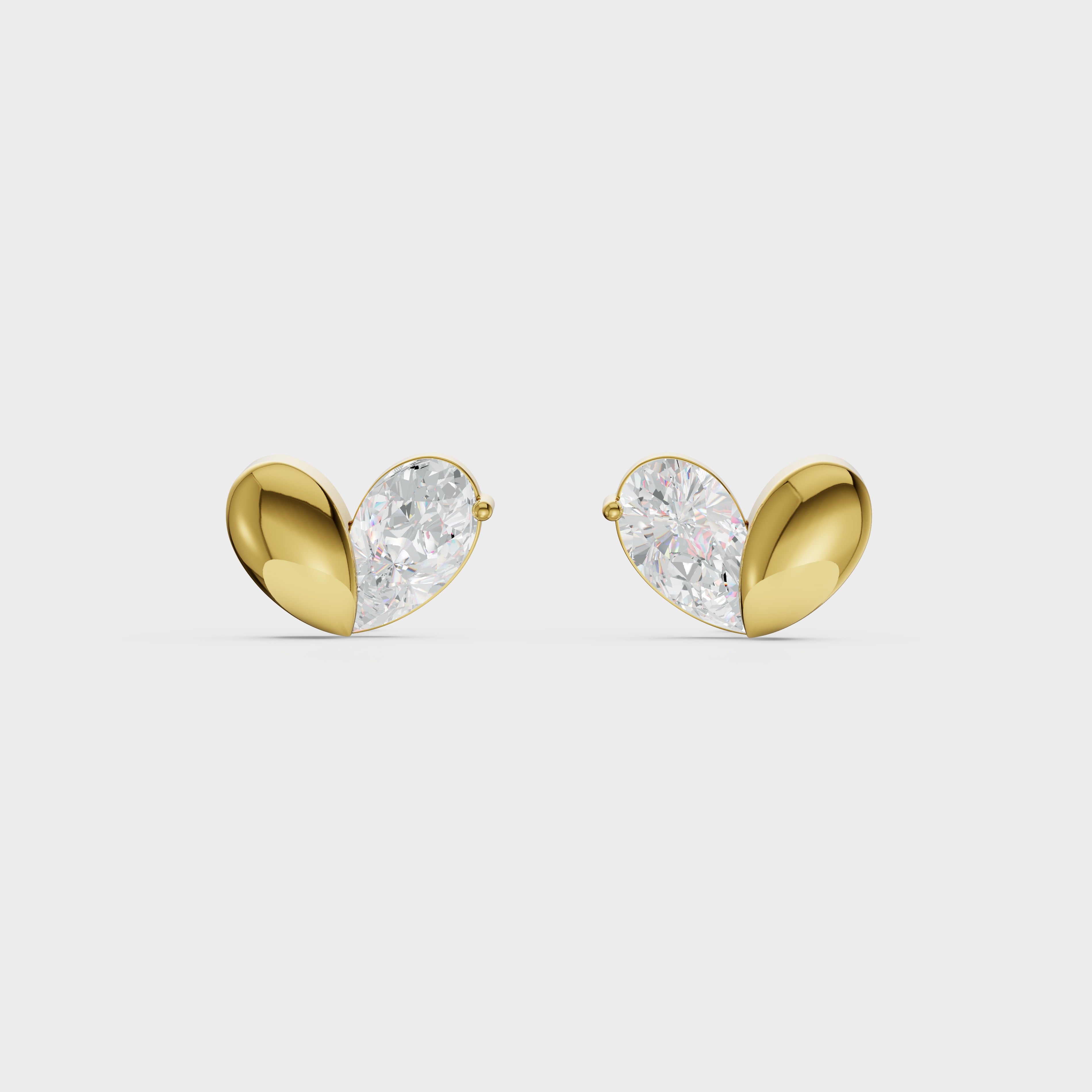 Heart Shaped Diamond Stud Earrings