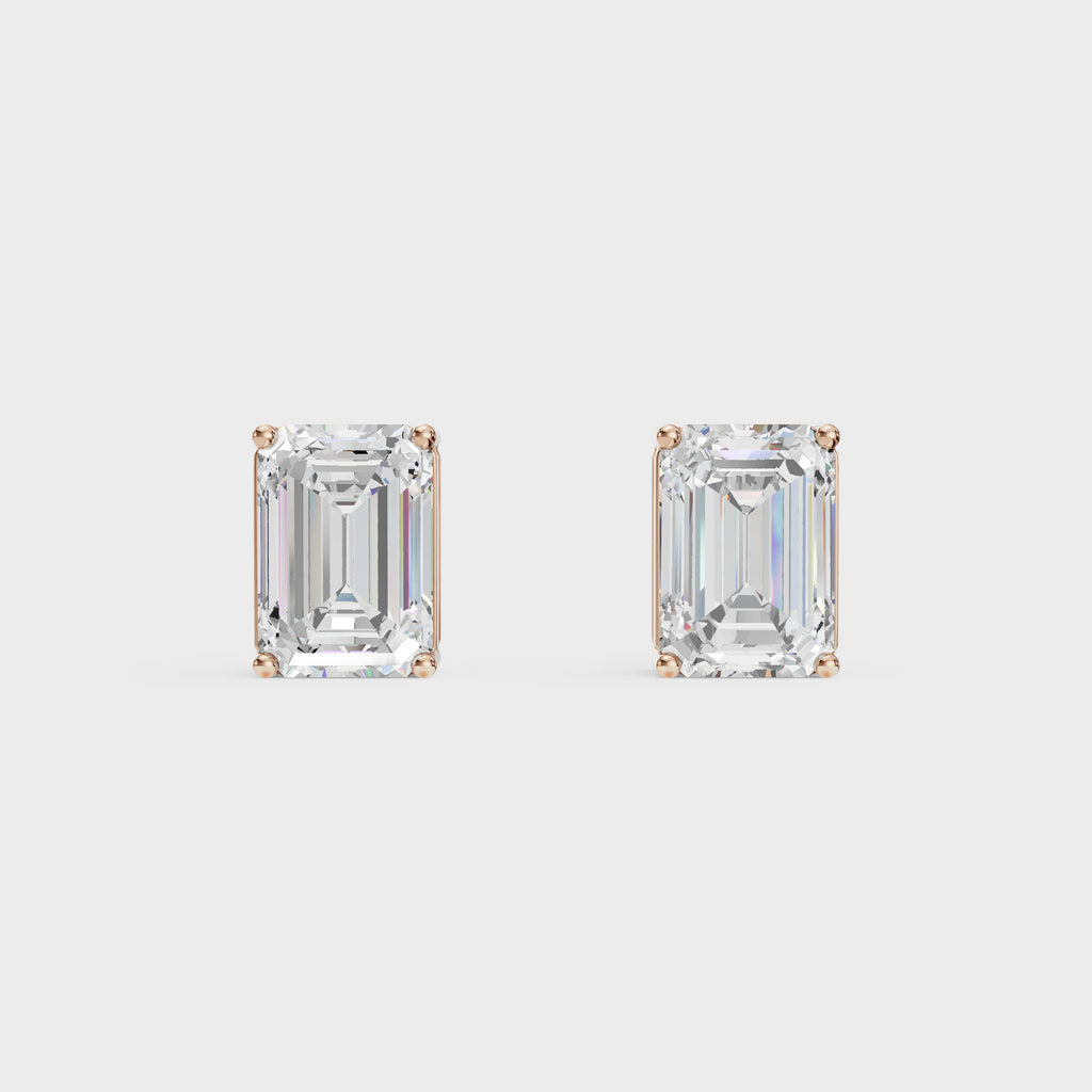 Emerald Cut Diamond Stud Earrings