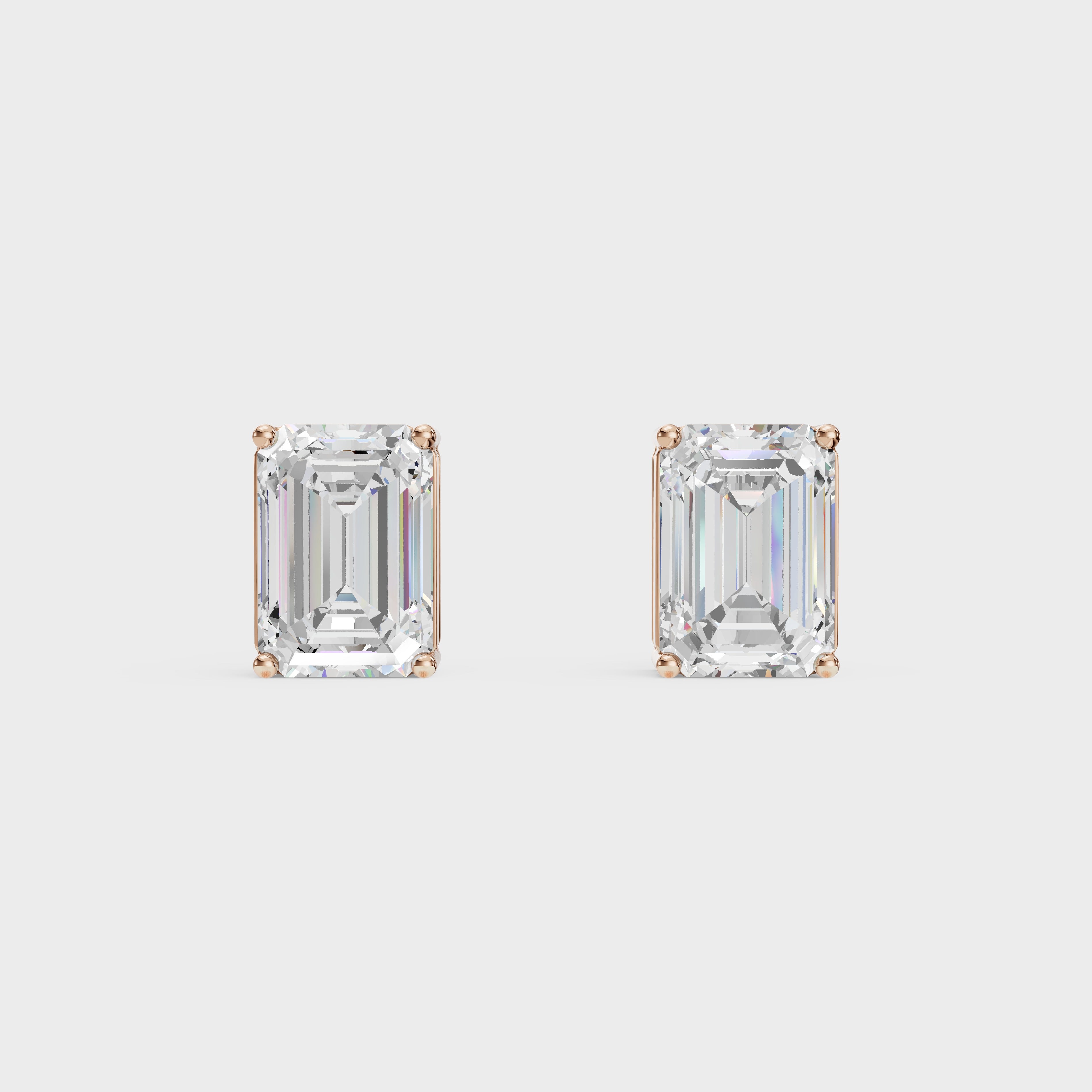 Emerald Cut Diamond Stud Earrings