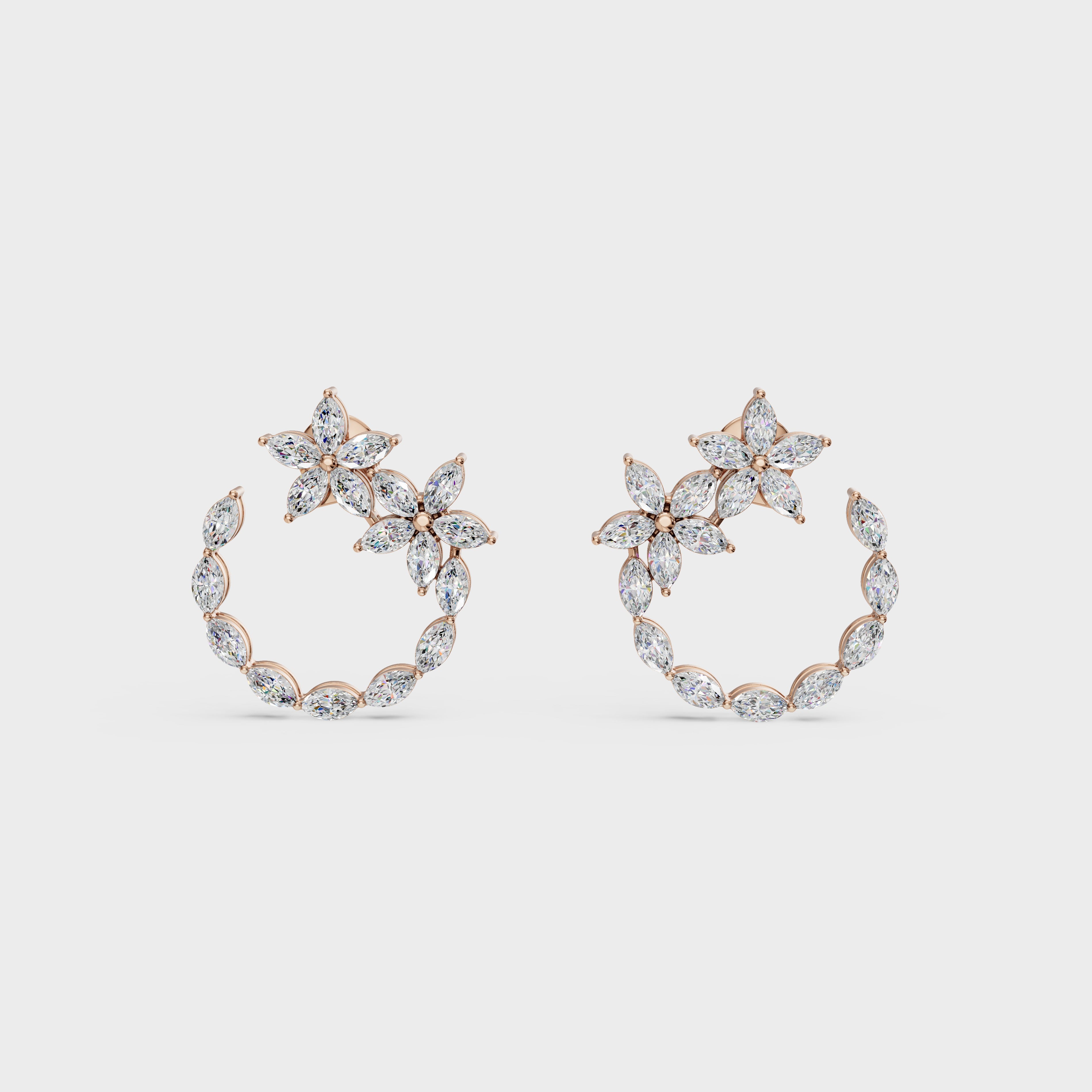 Celestial Blossom Open Circle marquise Cut Earrings