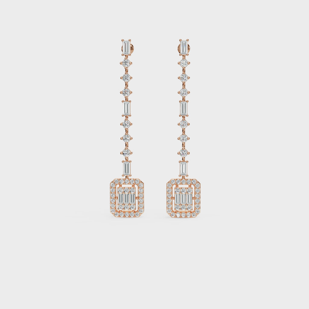 Geometric Diamond Drop Earrings