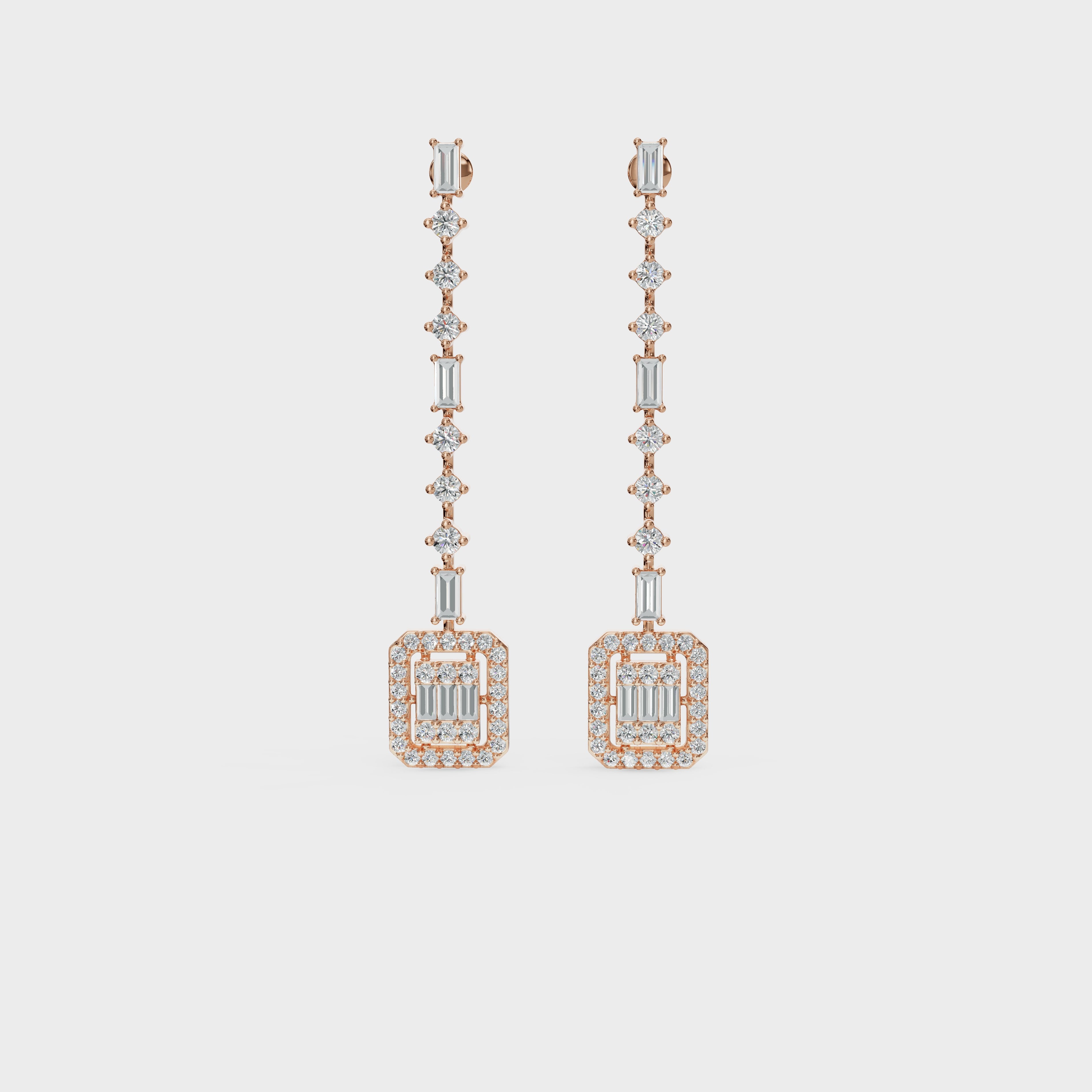 Geometric Diamond Drop Earrings