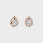 Pear Halo Stud Earrings