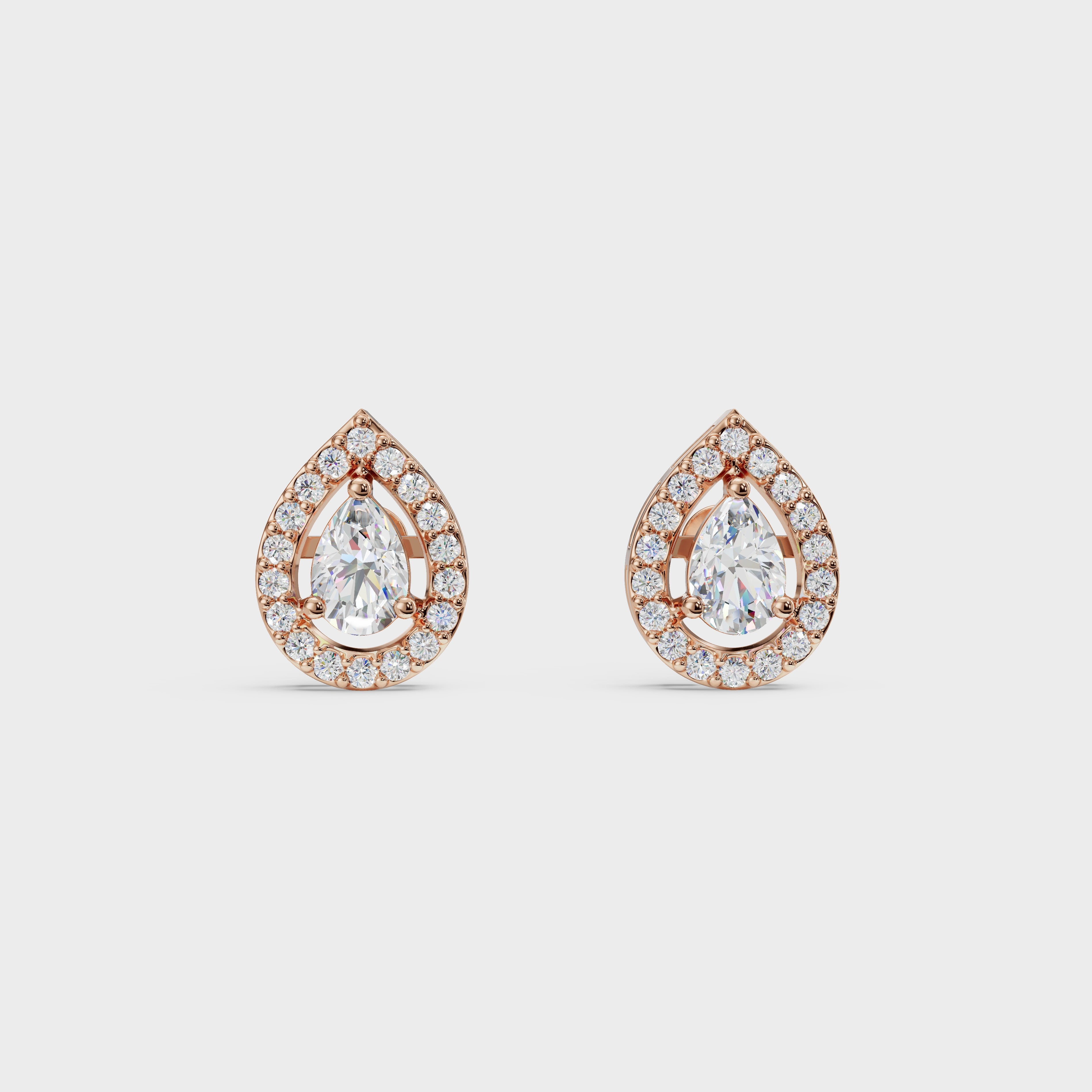 Pear Halo Stud Earrings