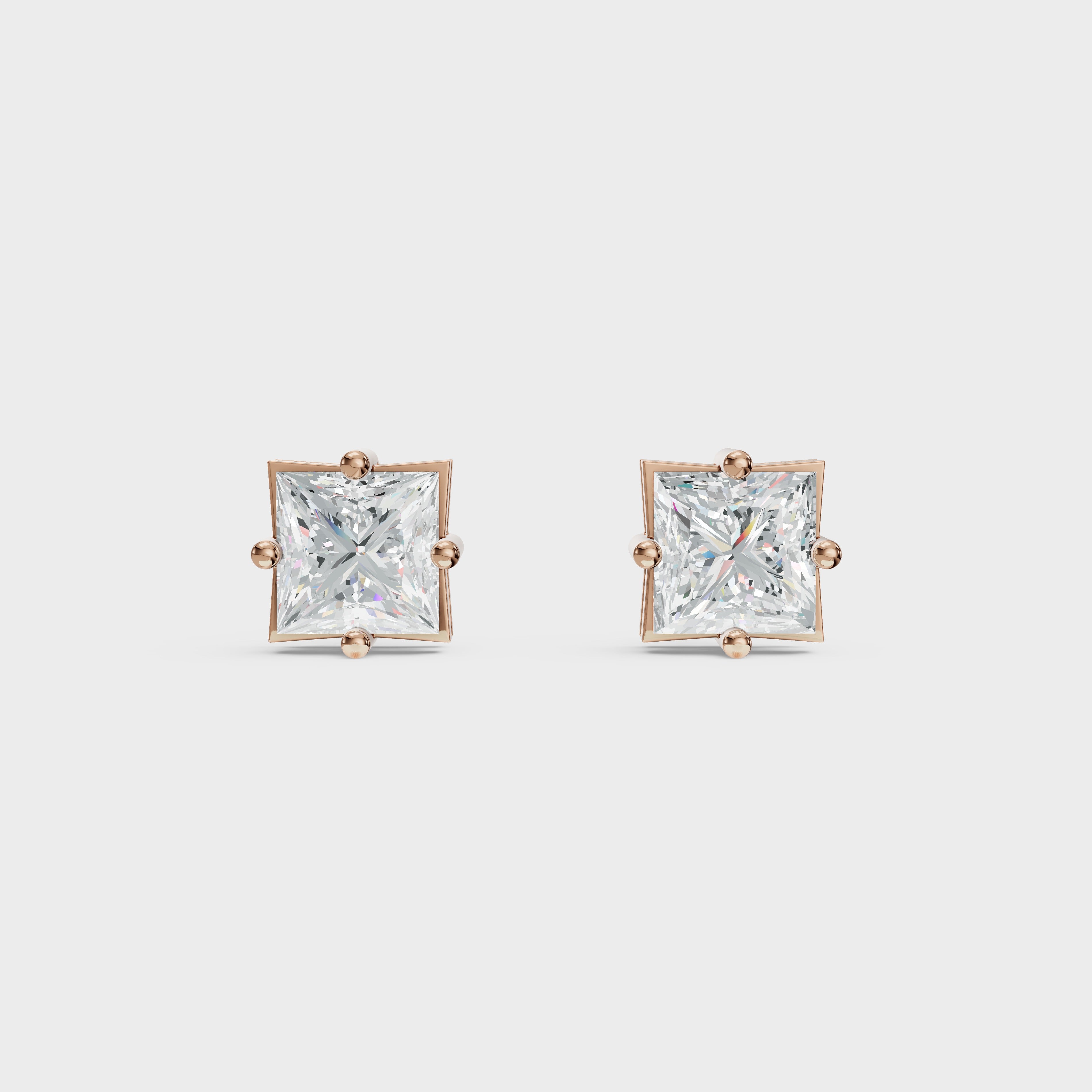 Princess Cut Diamond Stud Earrings