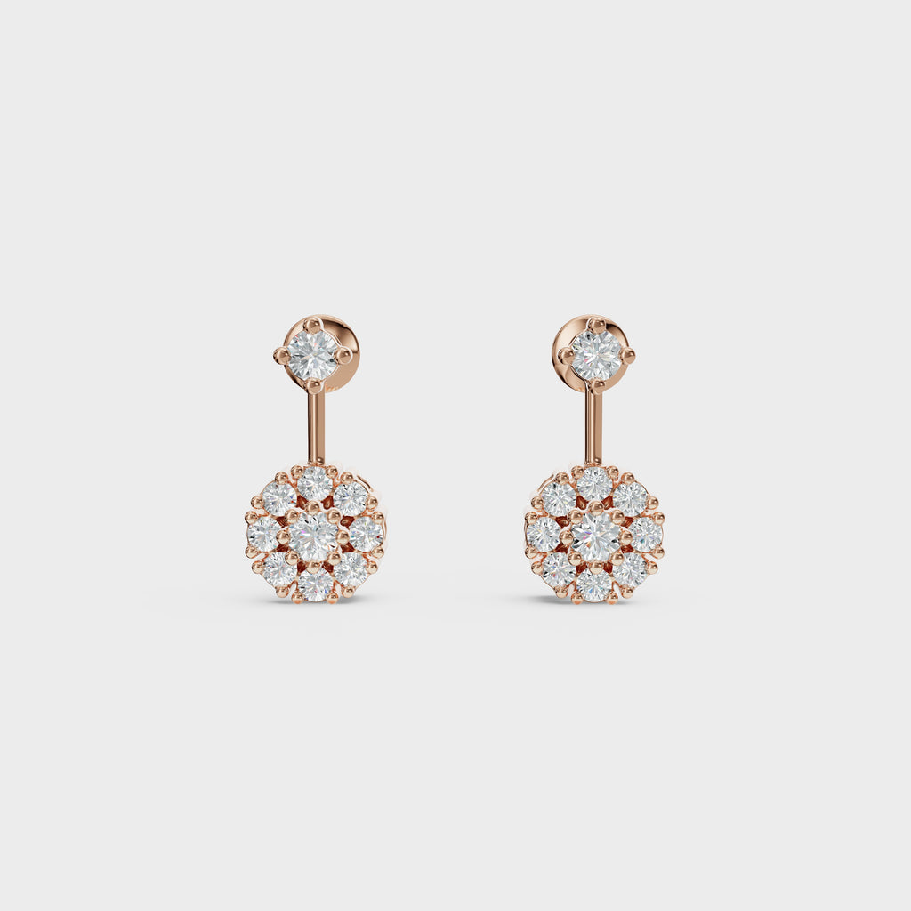 Round Cut Petal Cluster Stud Earrings
