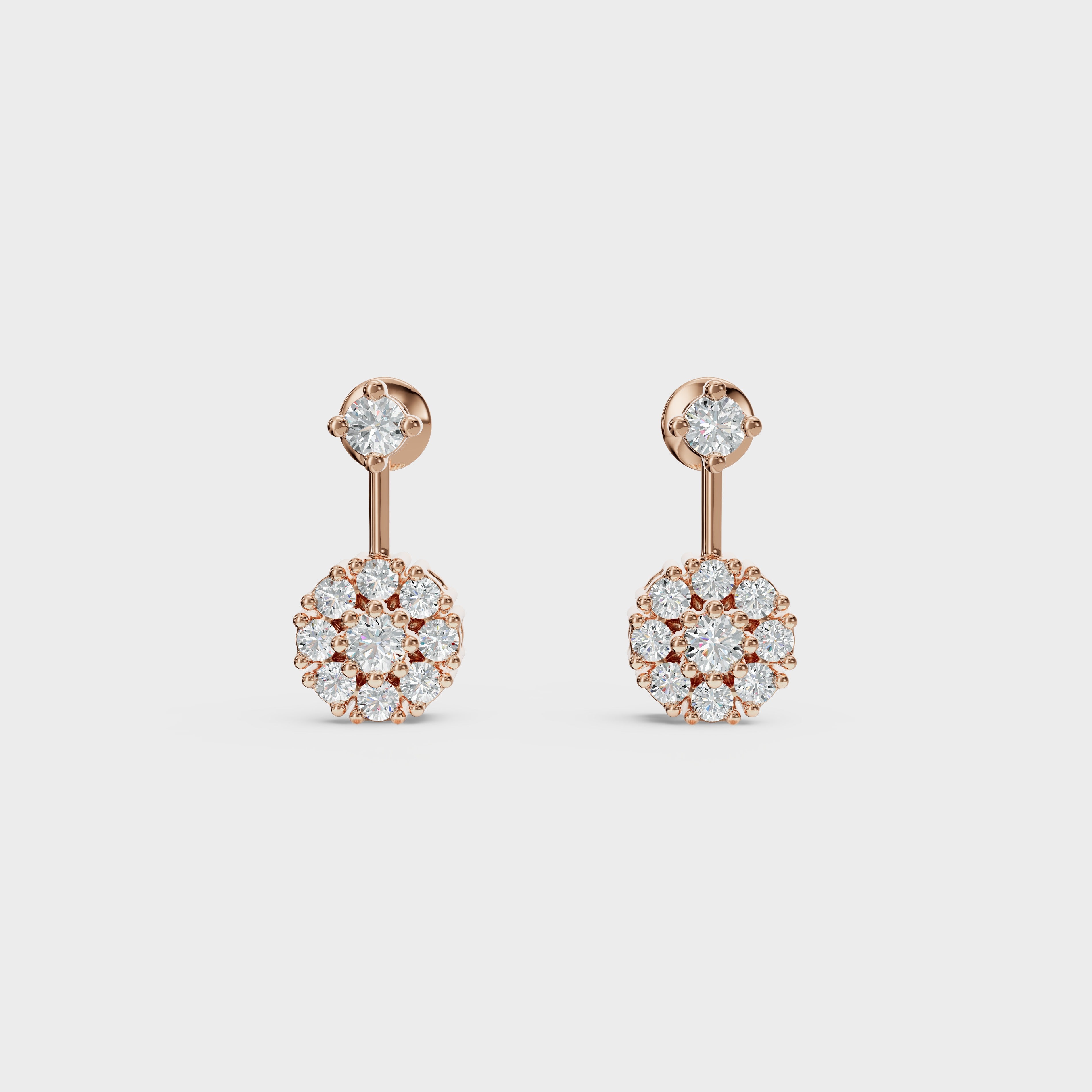 Round Cut Petal Cluster Stud Earrings