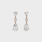 Graceful Pear & Round Diamond Drop Earrings