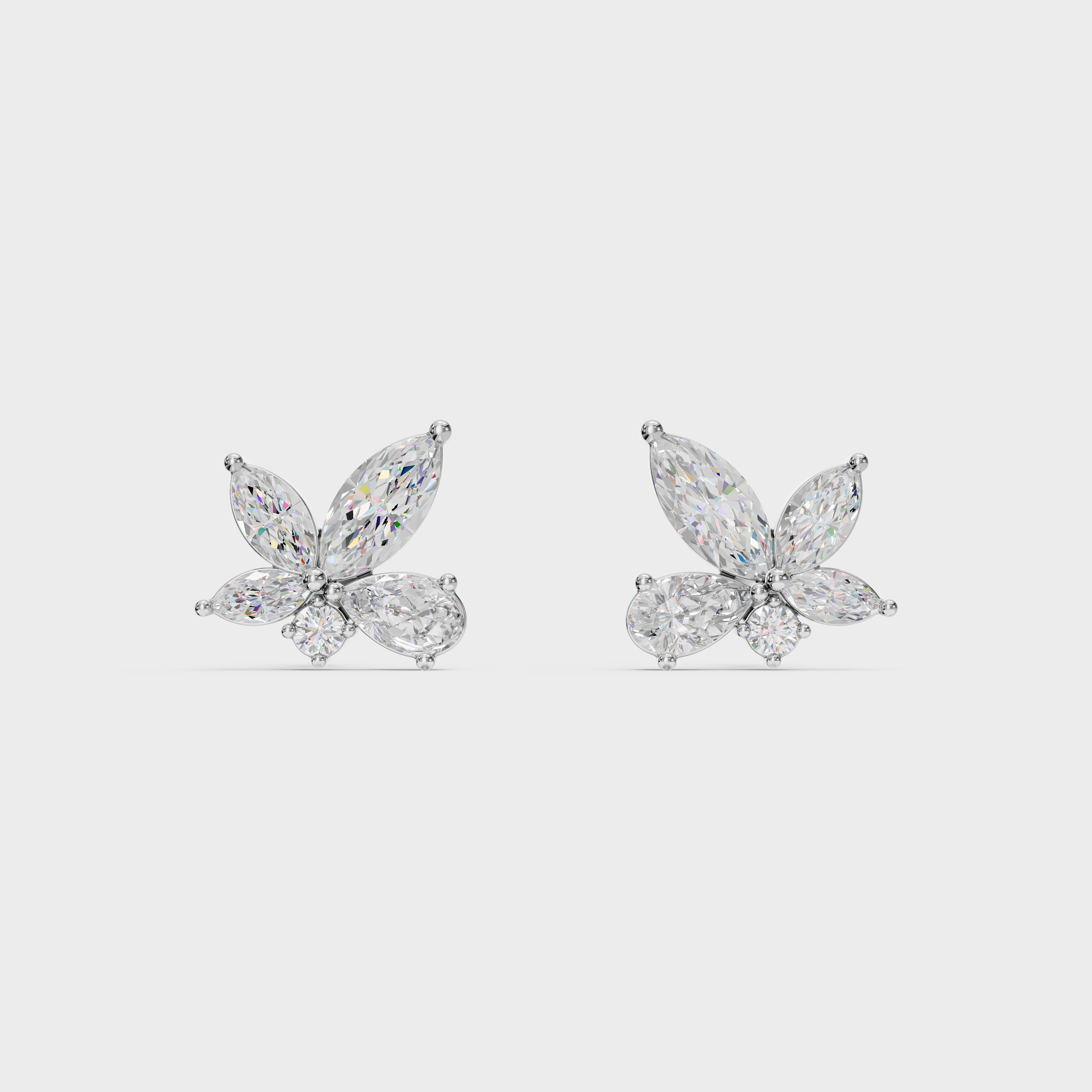 Marquise & Pear Diamond Cluster Earrings