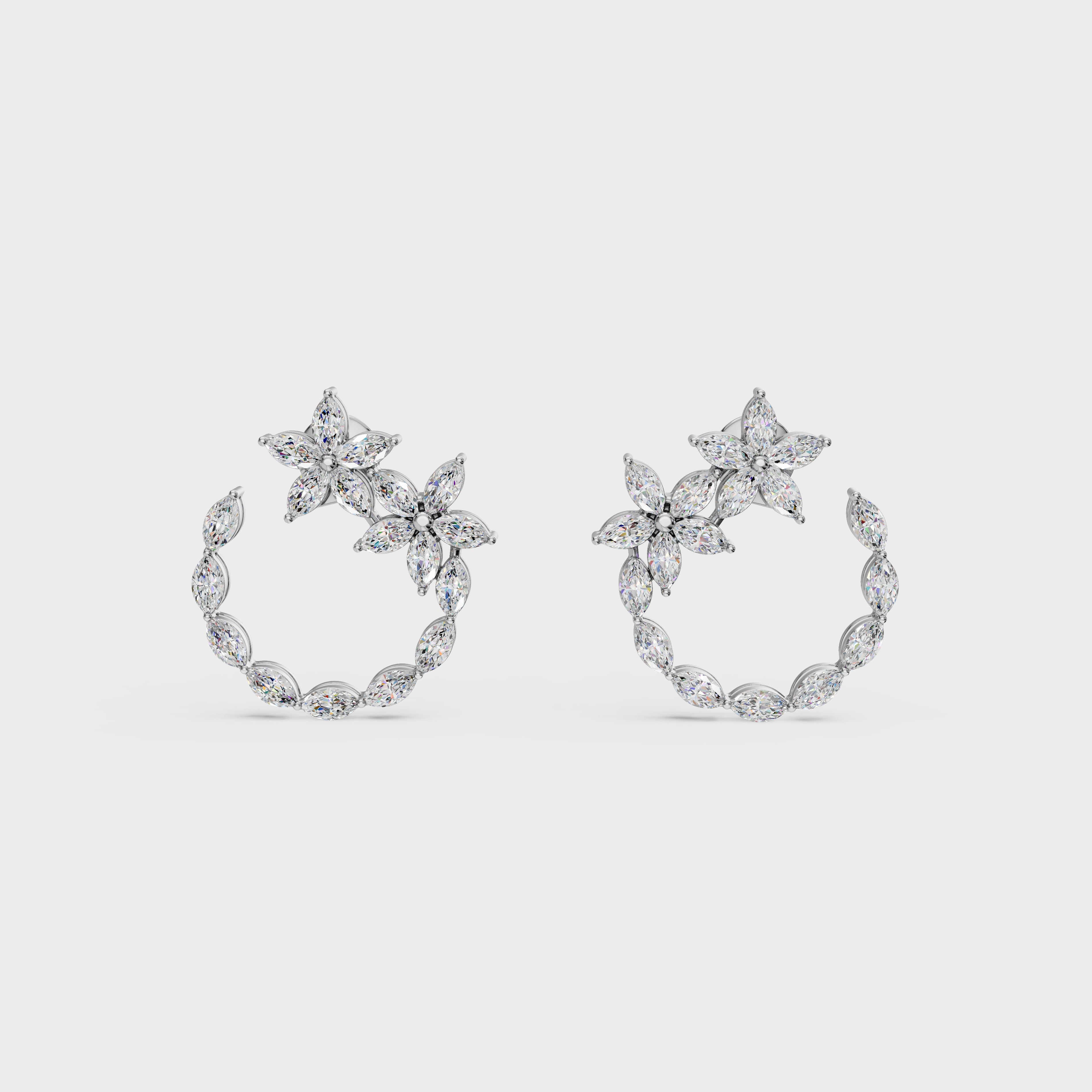 Celestial Blossom Open Circle marquise Cut Earrings