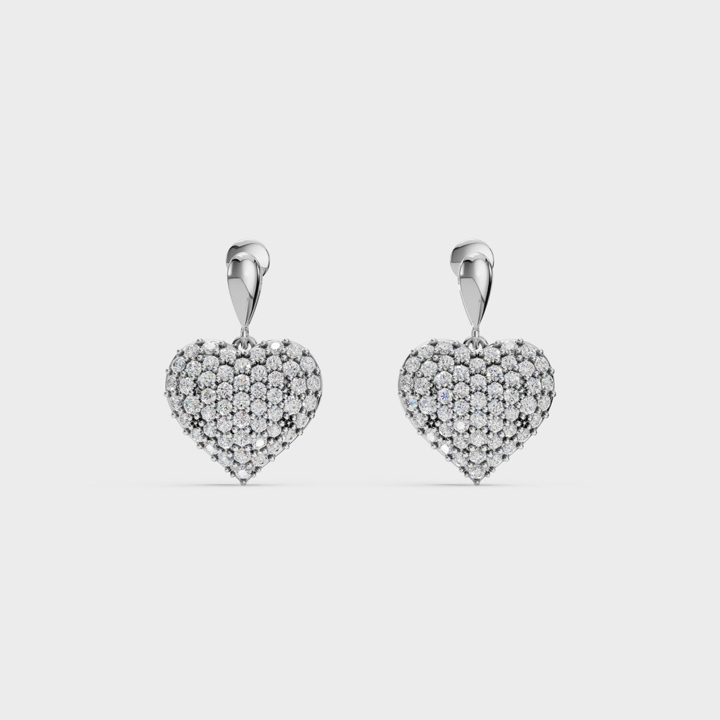 Diamond Heart Drop Earrings