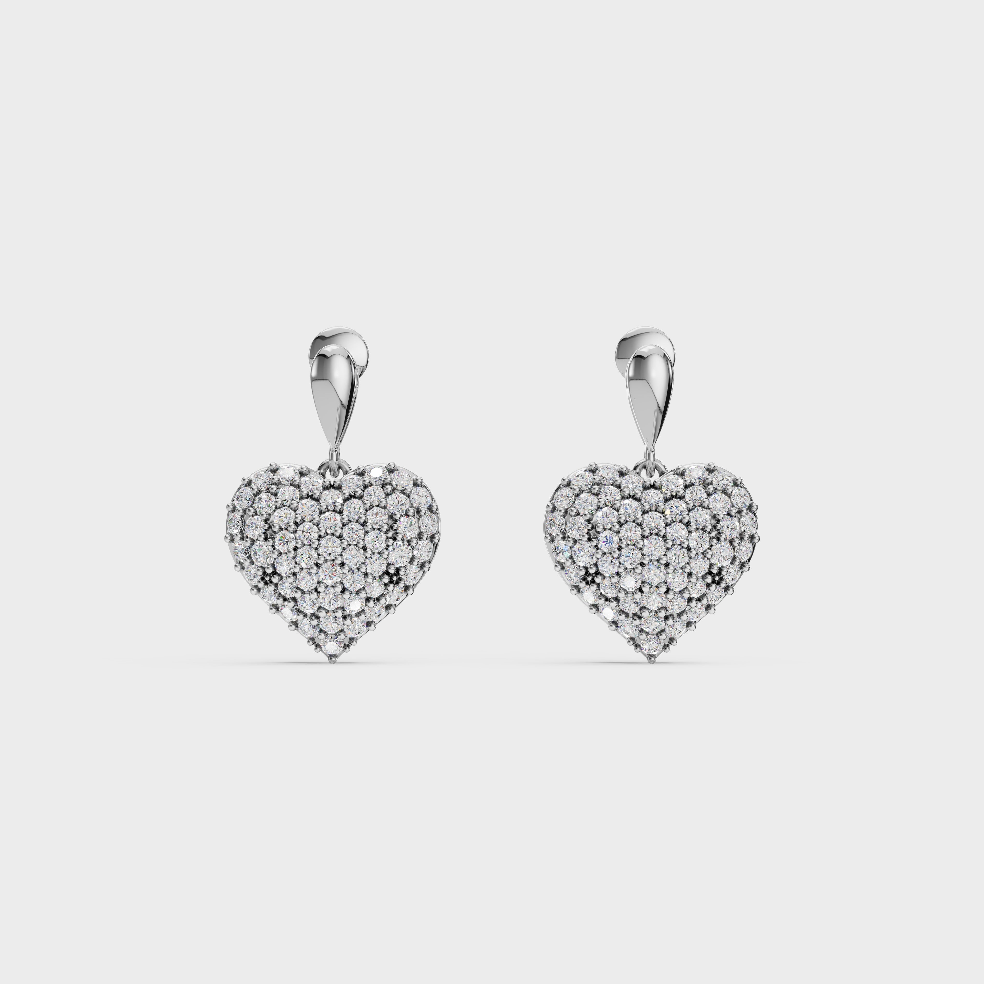 Diamond Heart Drop Earrings