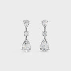 Graceful Pear & Round Diamond Drop Earrings