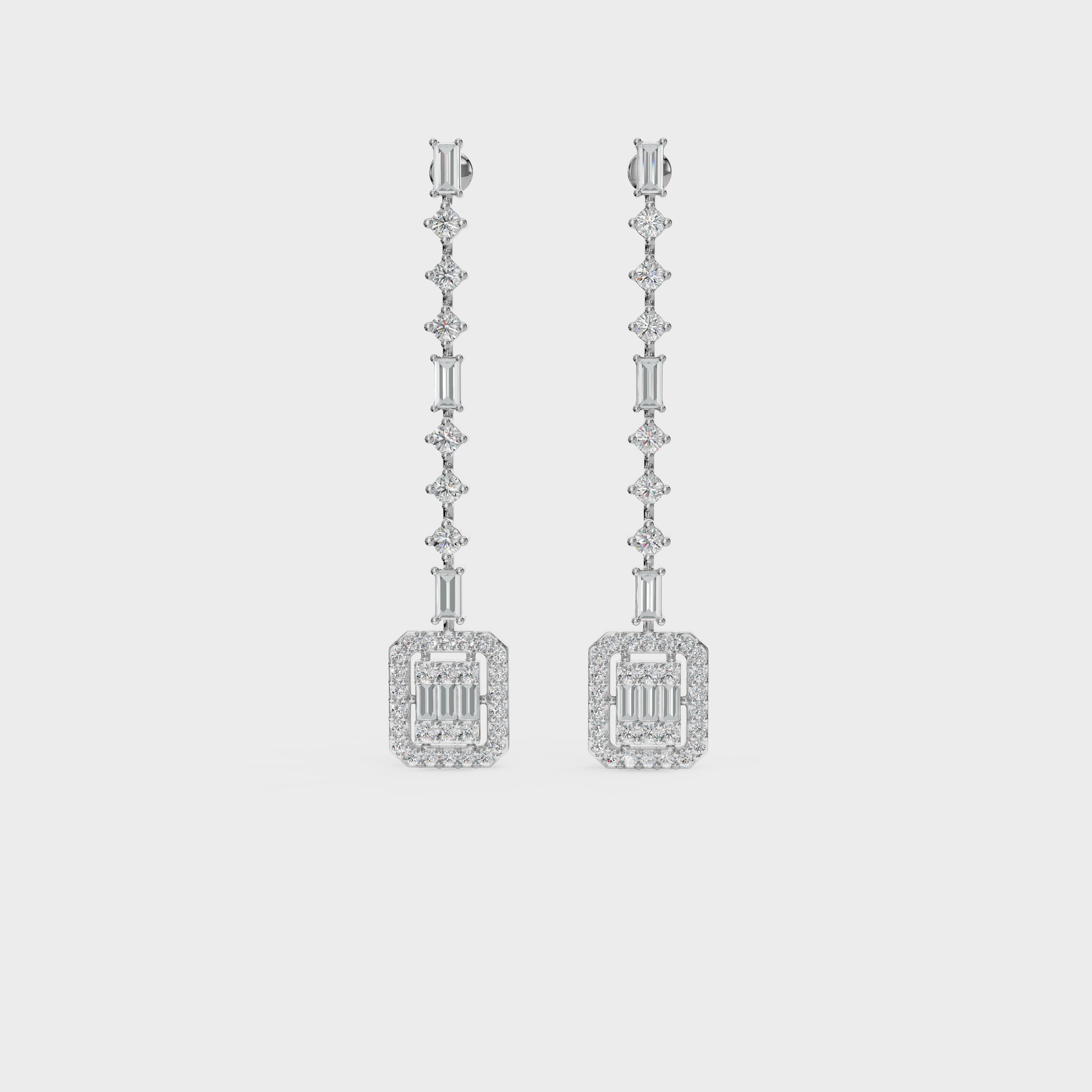 Geometric Diamond Drop Earrings