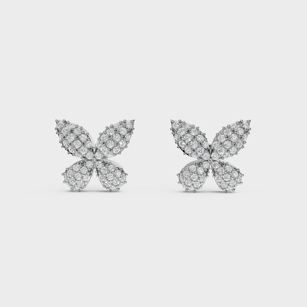Diamond Pave Butterfly Stud Earrings