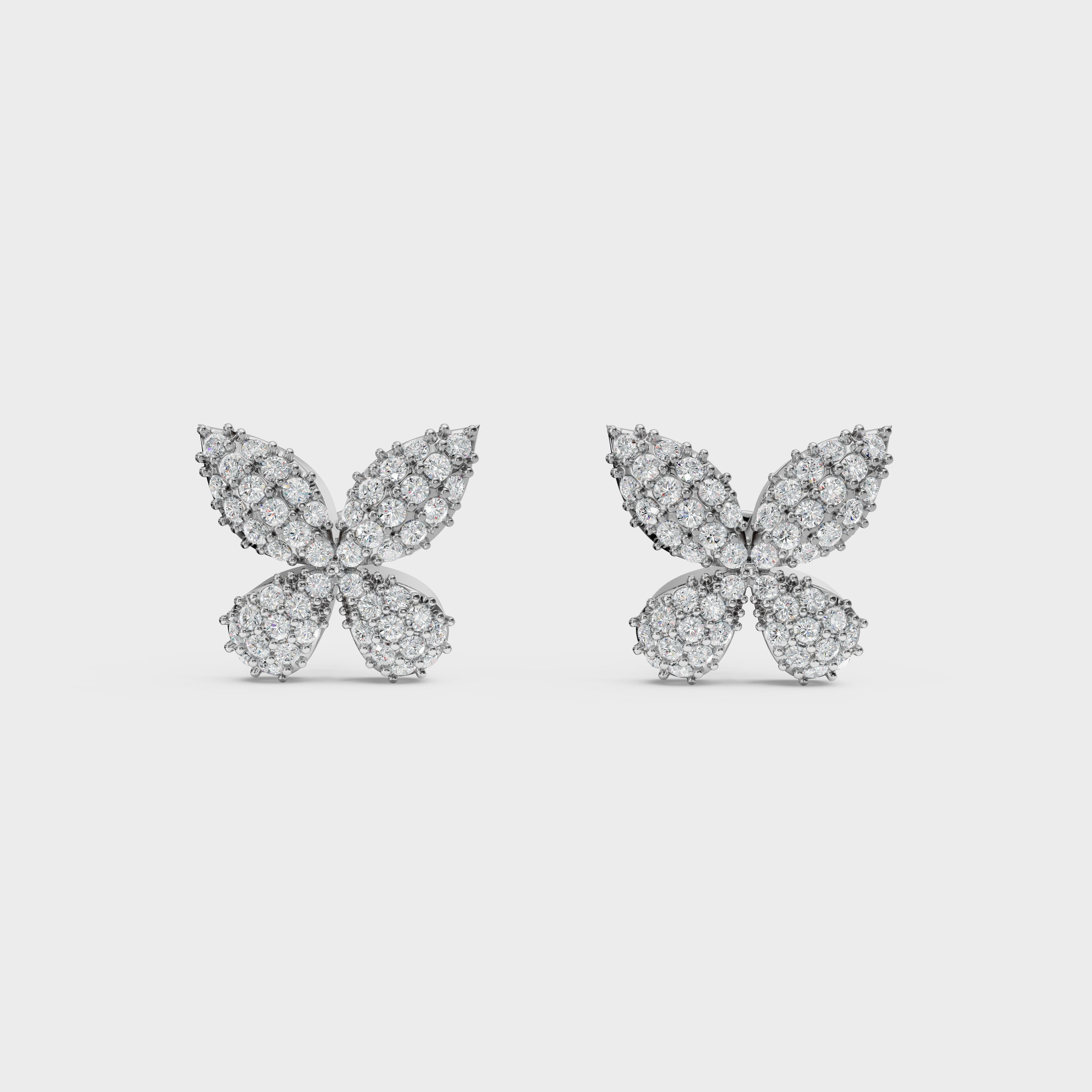 Diamond Pave Butterfly Stud Earrings