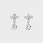 Pear & Round Diamond Drop Cluster Earrings