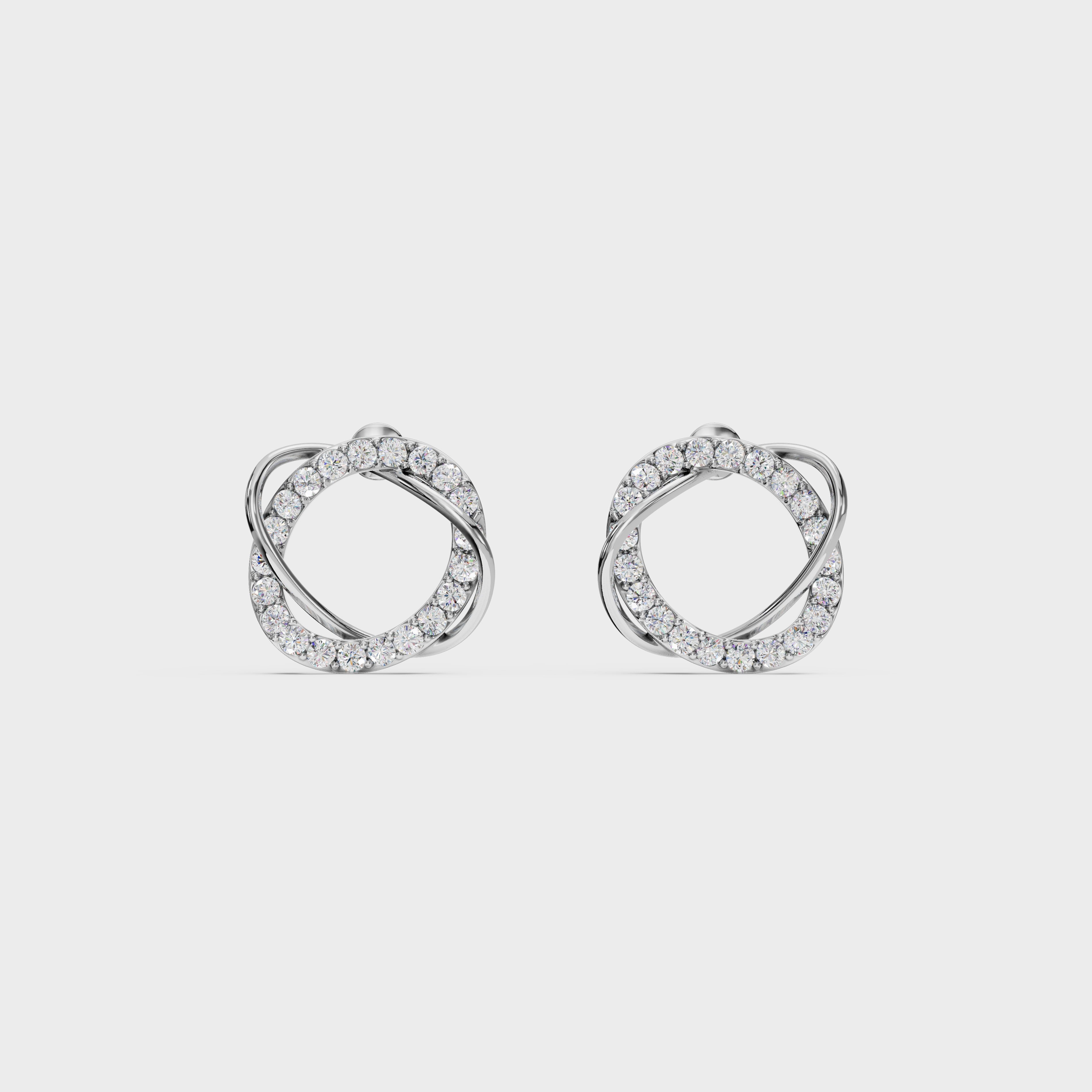 Pave Diamond Knot Stud Earrings