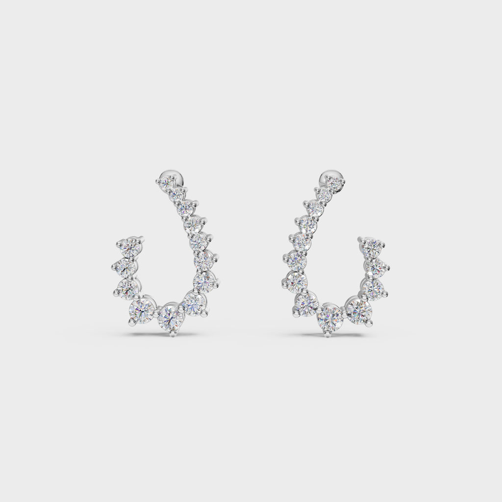 Diamond Arc Stud Earrings