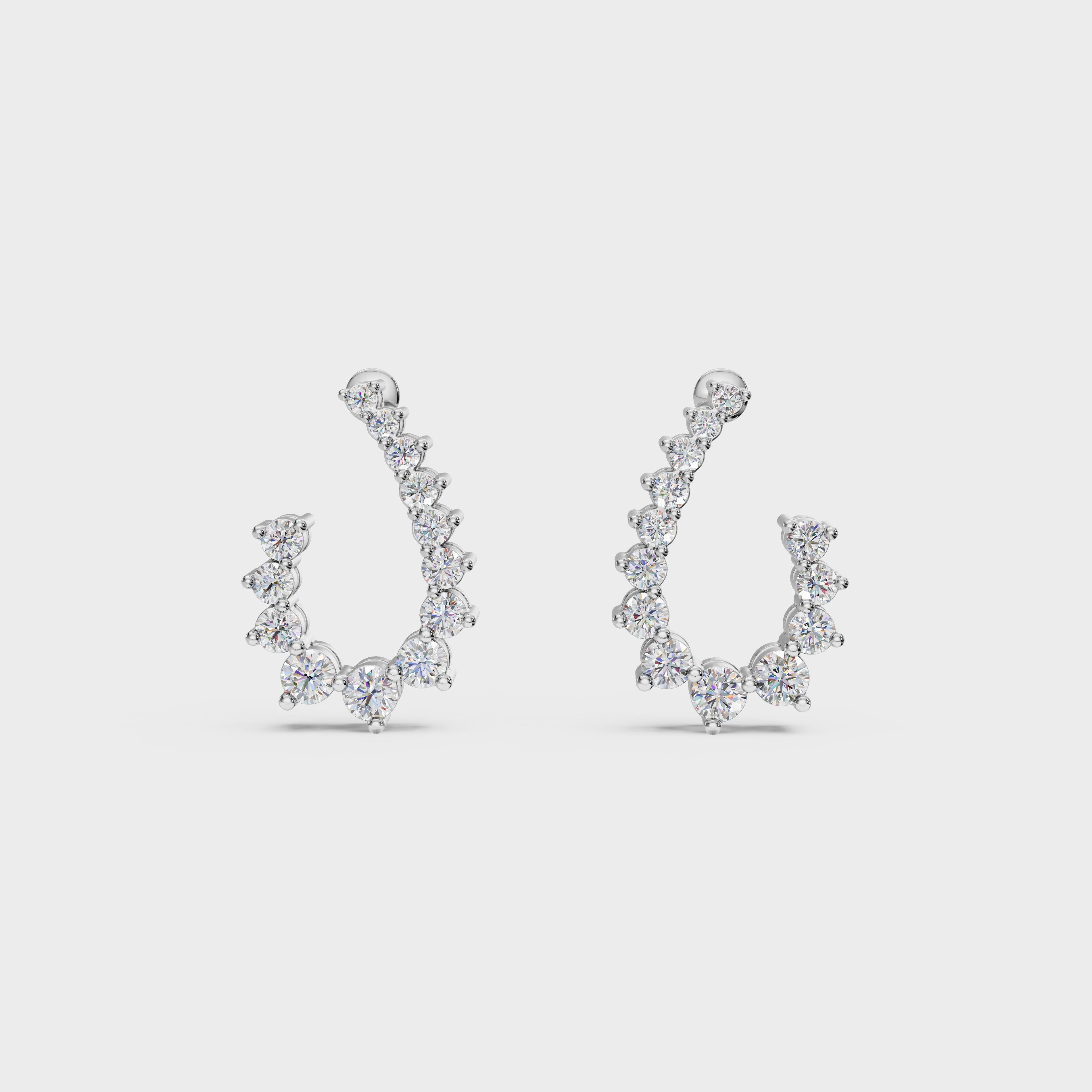 Diamond Arc Stud Earrings