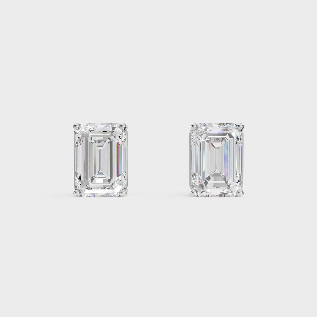 Emerald Cut Diamond Stud Earrings