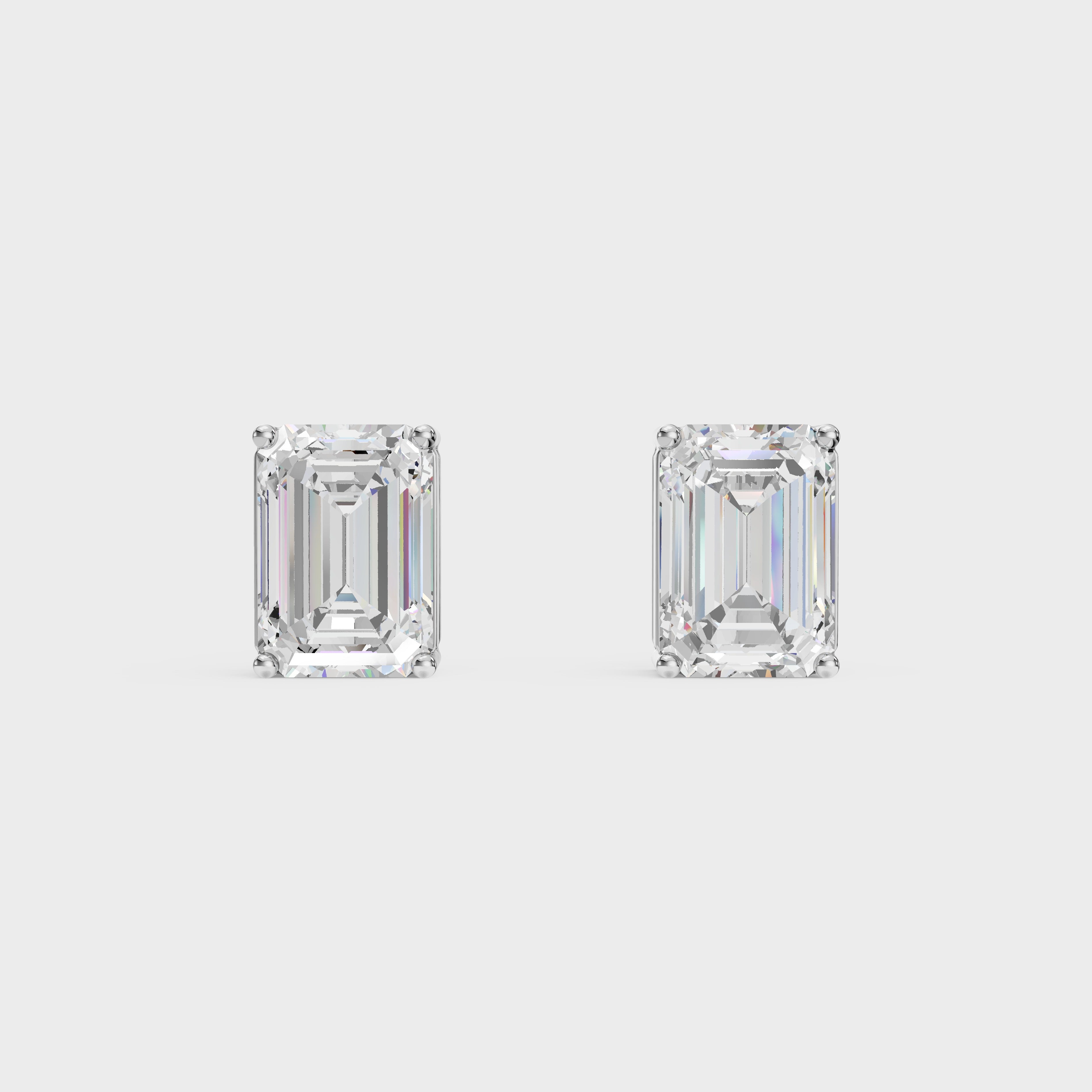 Emerald Cut Diamond Stud Earrings