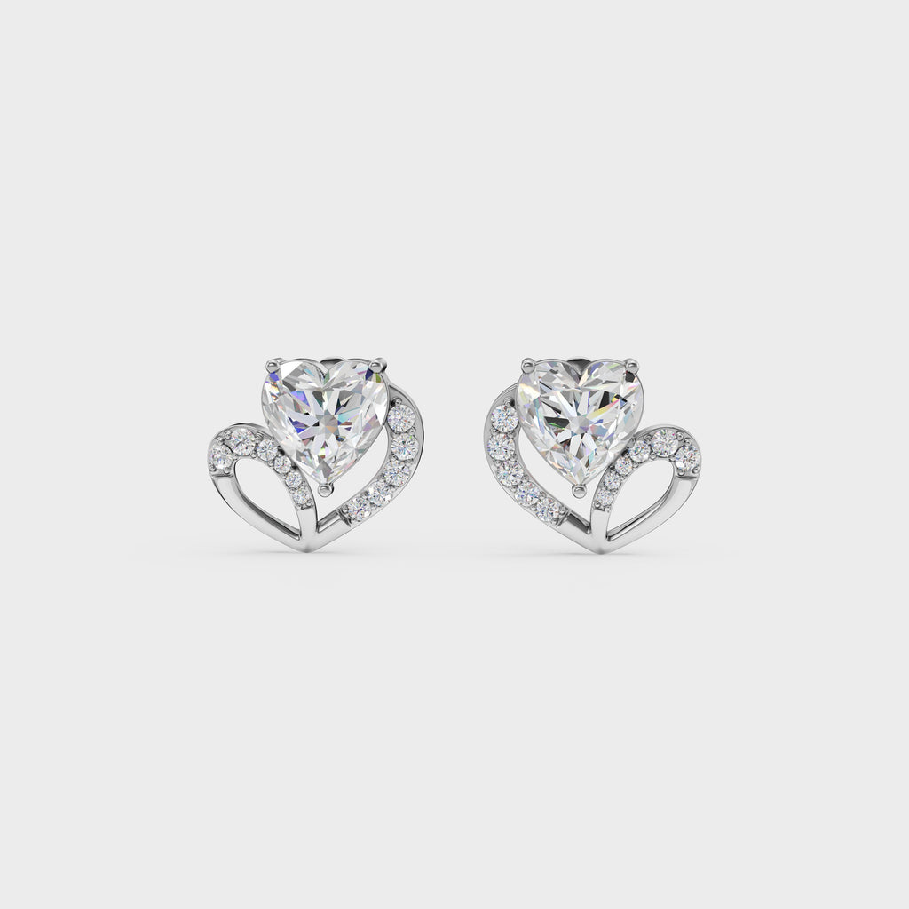 Love's Embrace Diamond Heart Stud Earrings