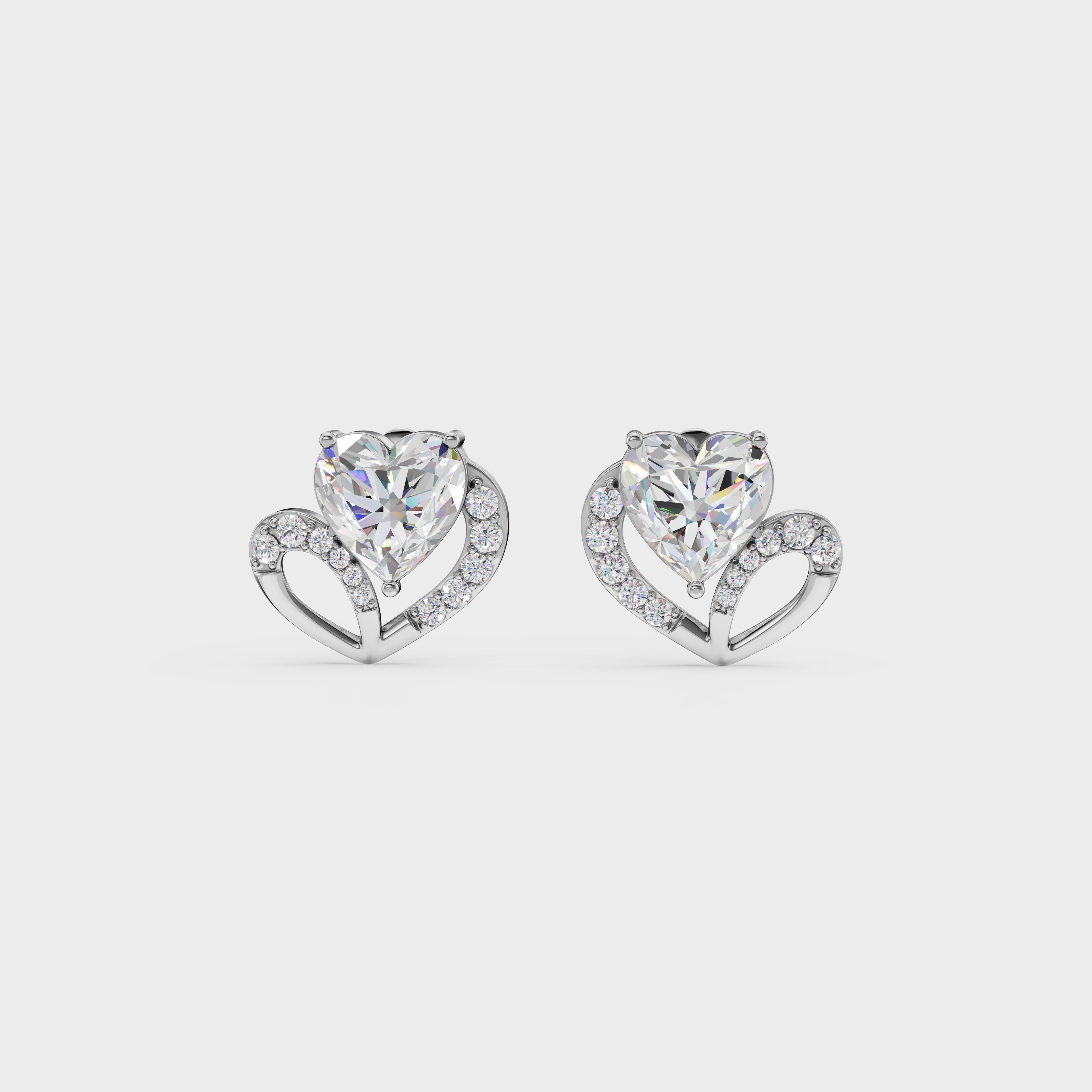 Love's Embrace Diamond Heart Stud Earrings