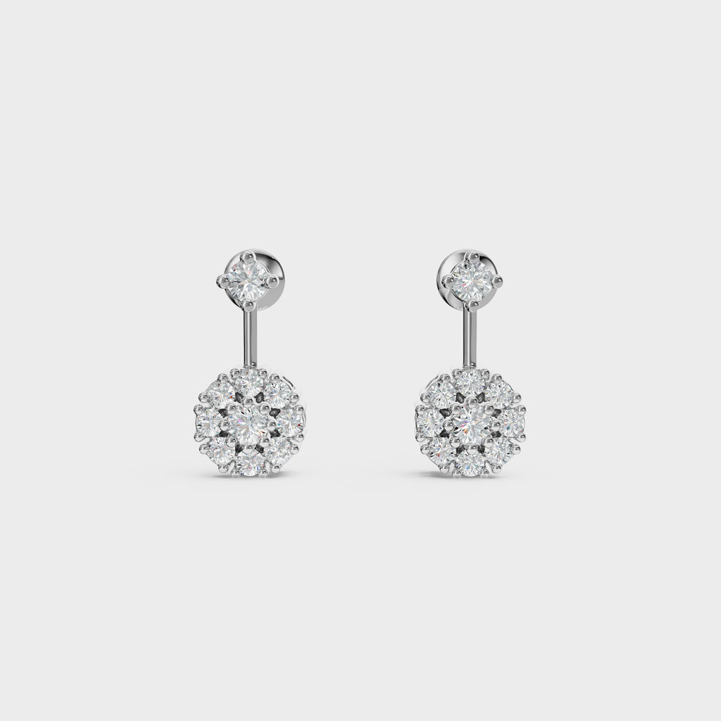 Round Cut Petal Cluster Stud Earrings