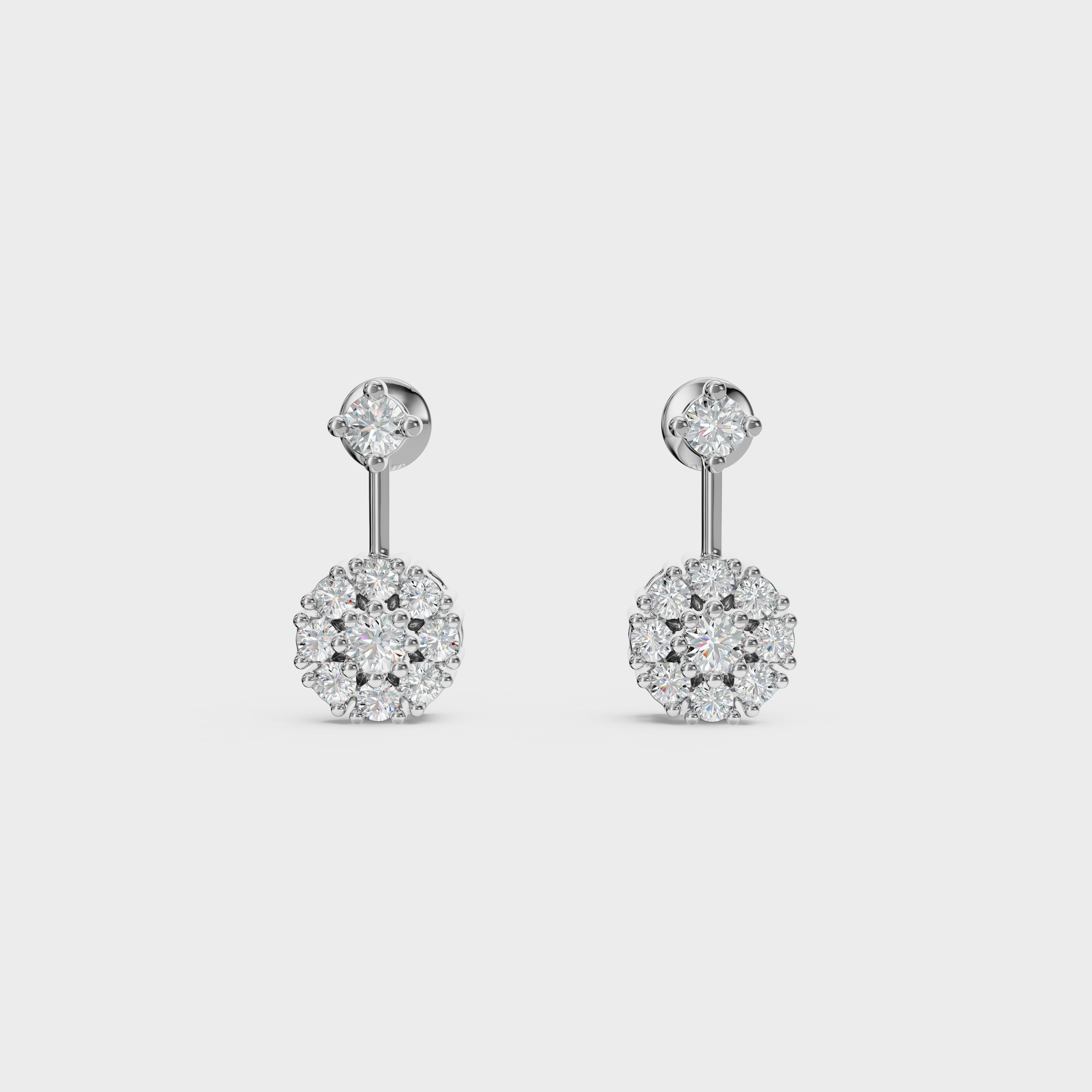 Round Cut Petal Cluster Stud Earrings