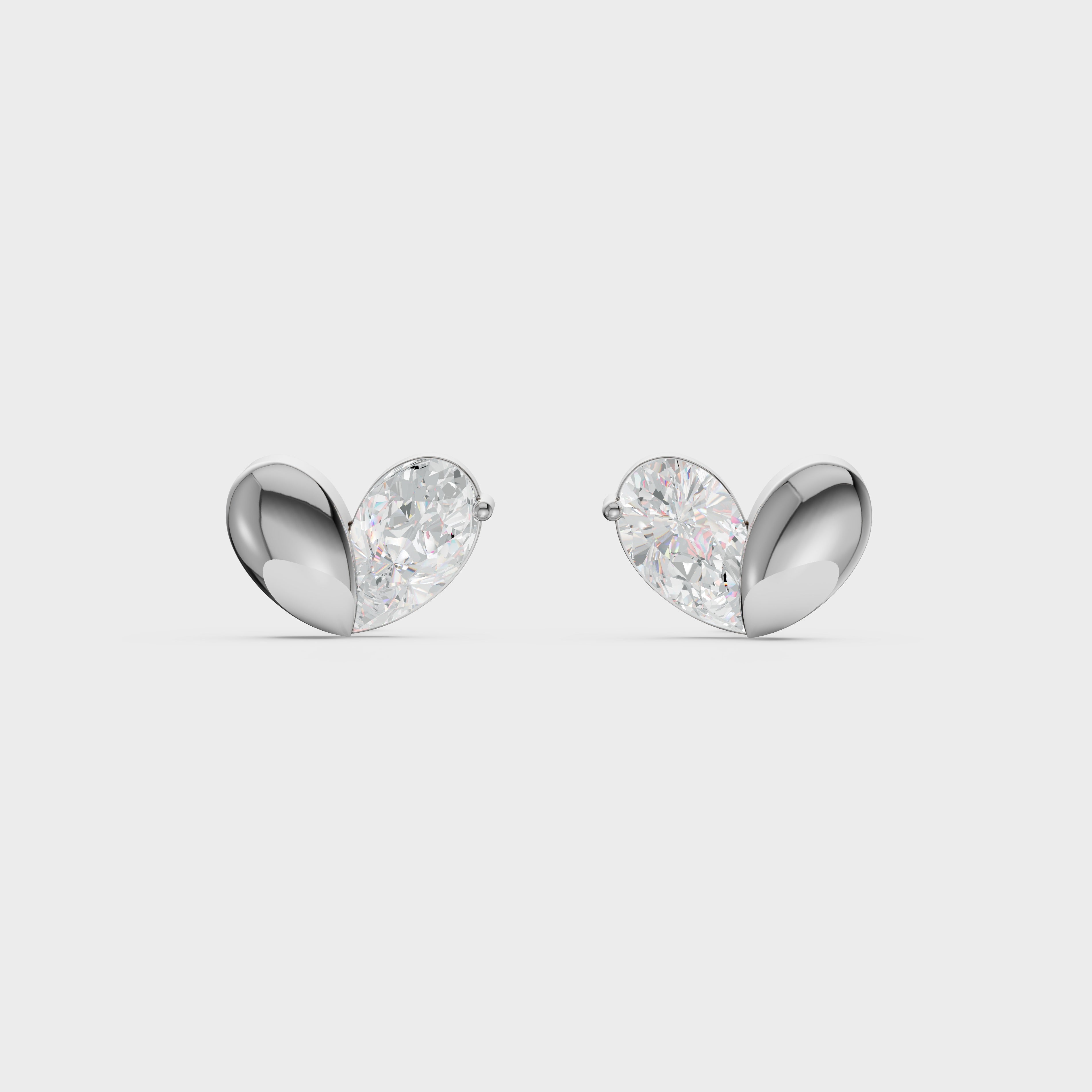 Heart Shaped Diamond Stud Earrings