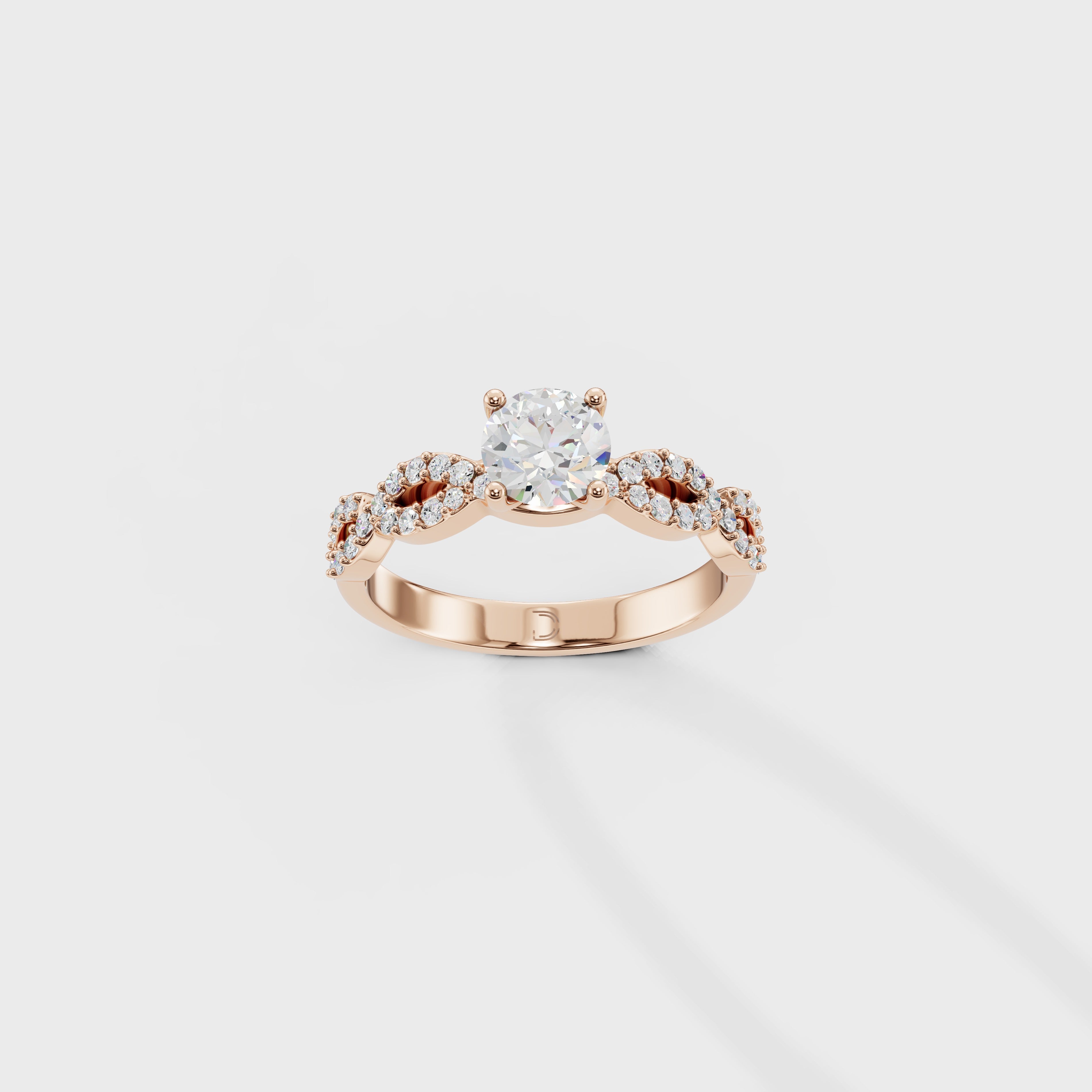 0.45 Round Cut Diamond Pave Twist Engagement Ring