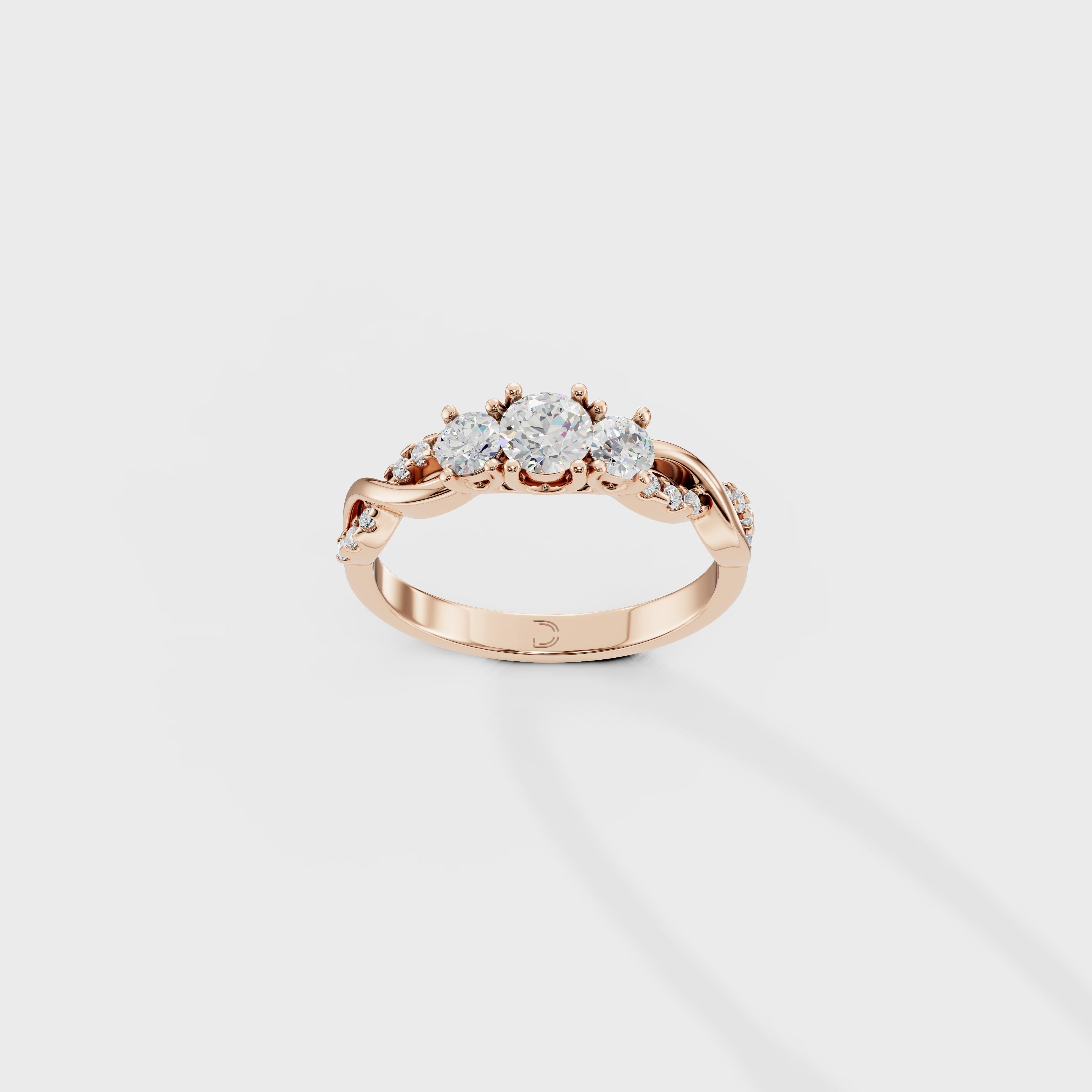 Petite Twisted Vine Three Stone Diamond Engagement Ring