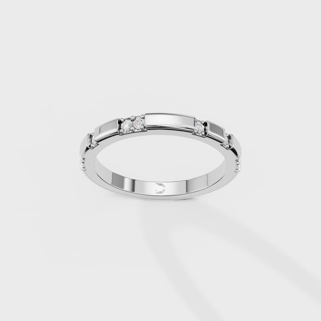 Modern Bar Set Diamond Wedding Band