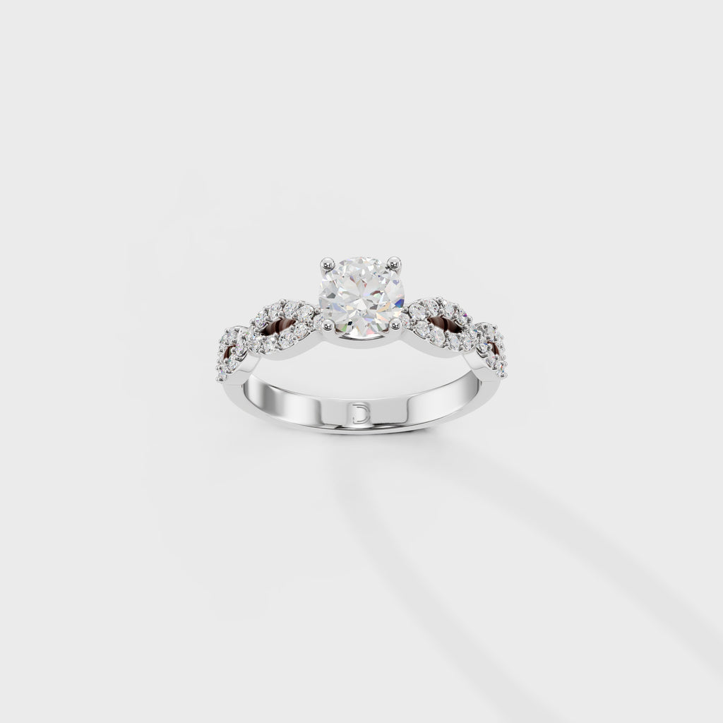 0.45 Round Cut Diamond Pave Twist Engagement Ring