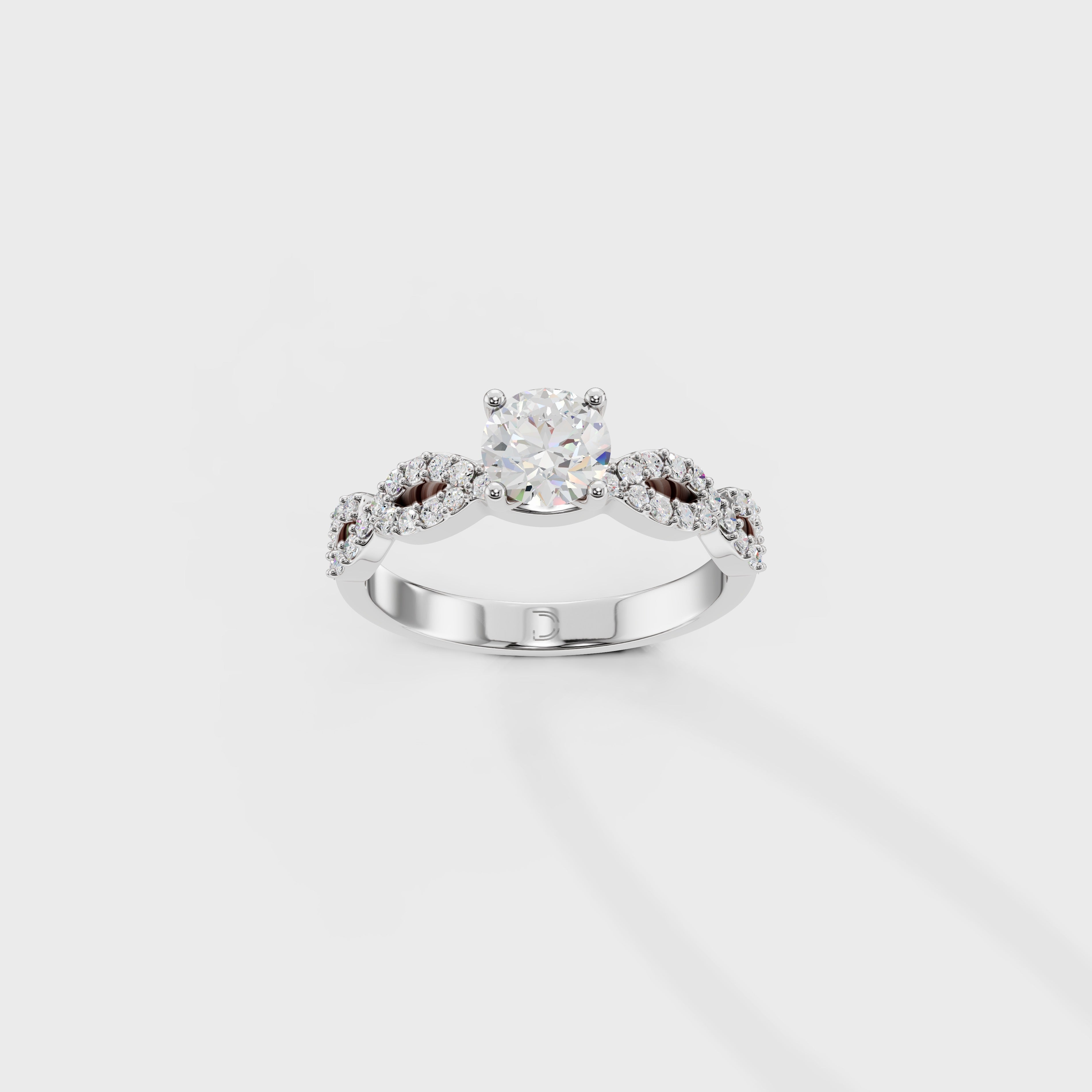 0.45 Round Cut Diamond Pave Twist Engagement Ring