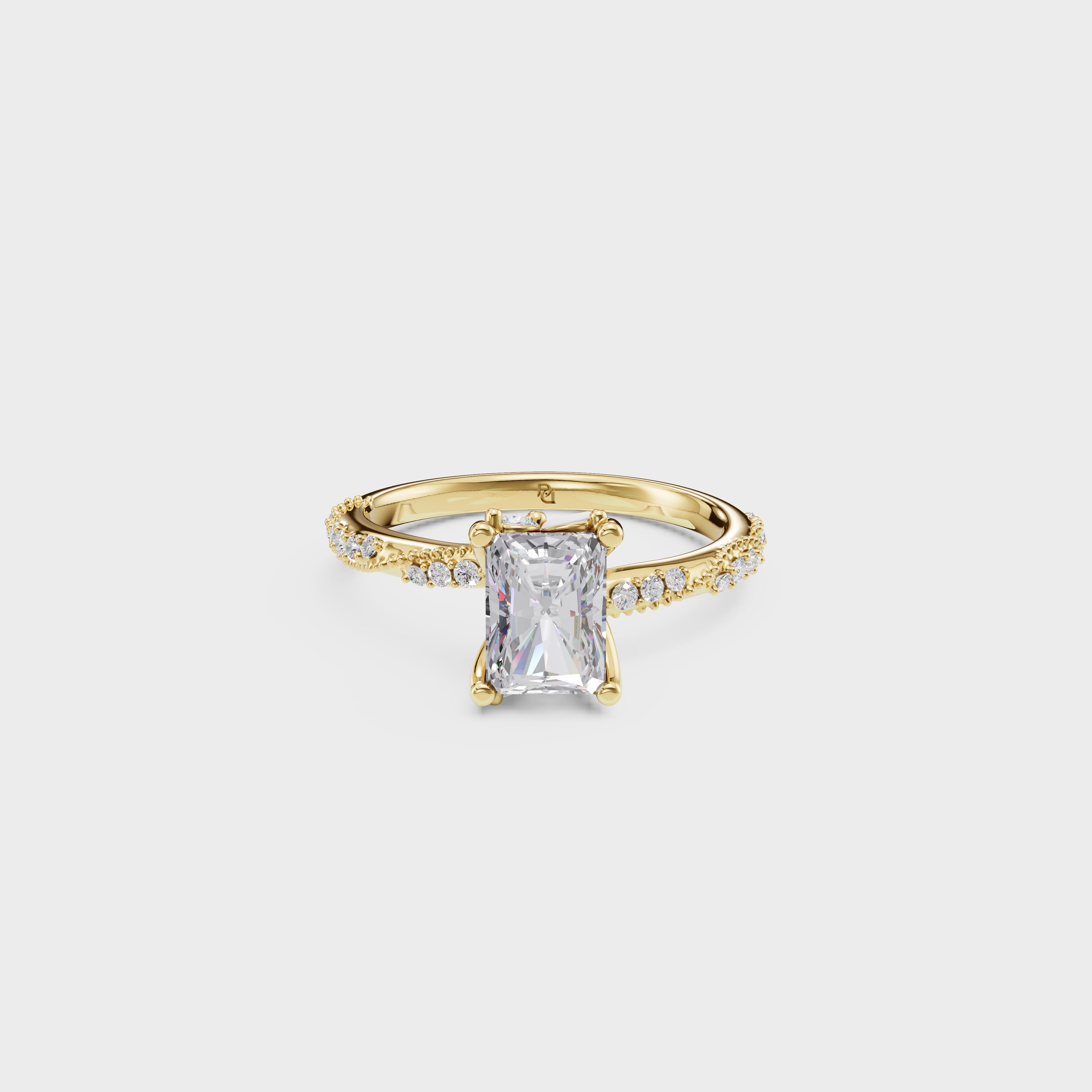Elegant Radiant Cathedral Style Ring