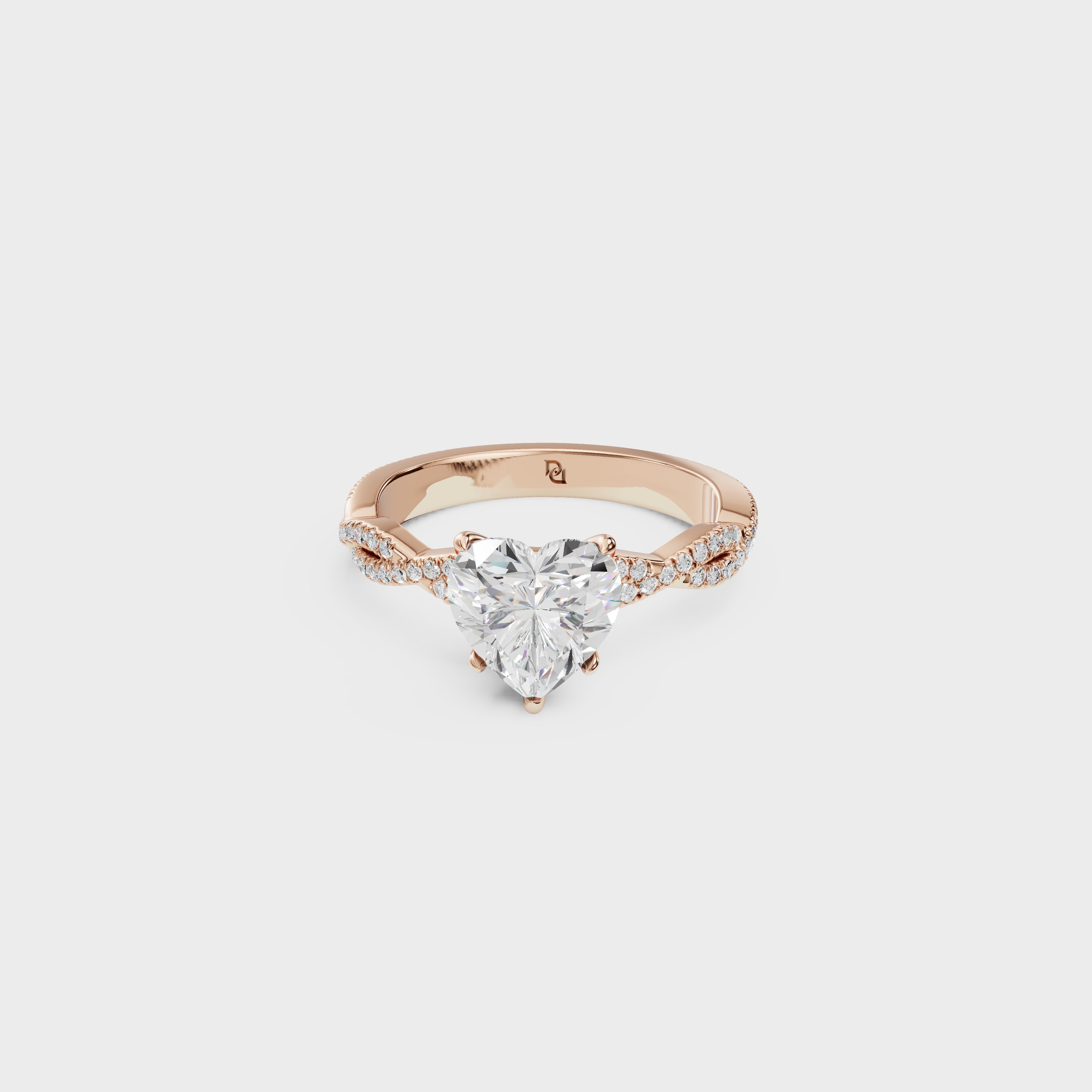 Hidden Halo Petite Heart Engagement Ring