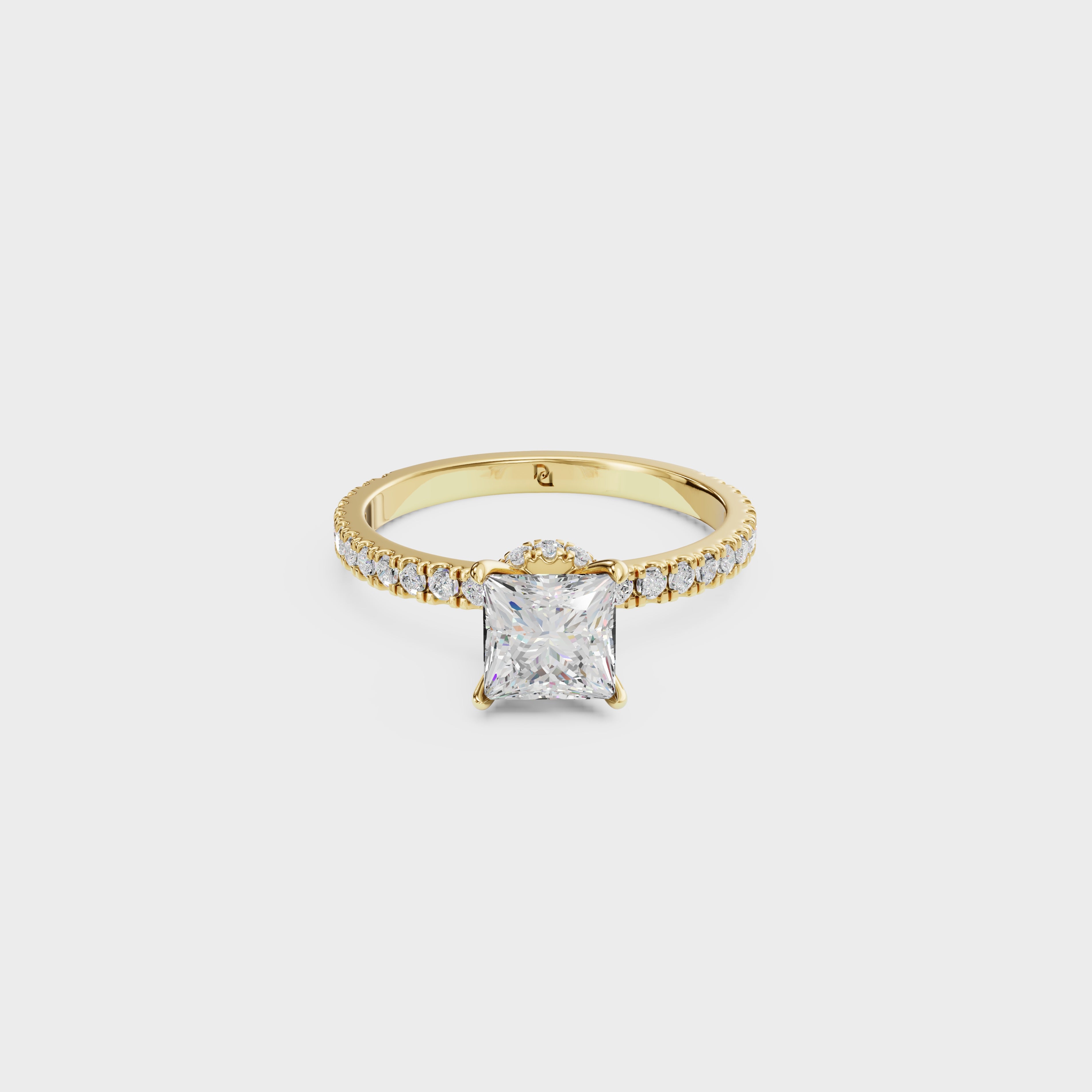 Cathedral Princess Cut Diamond Ring