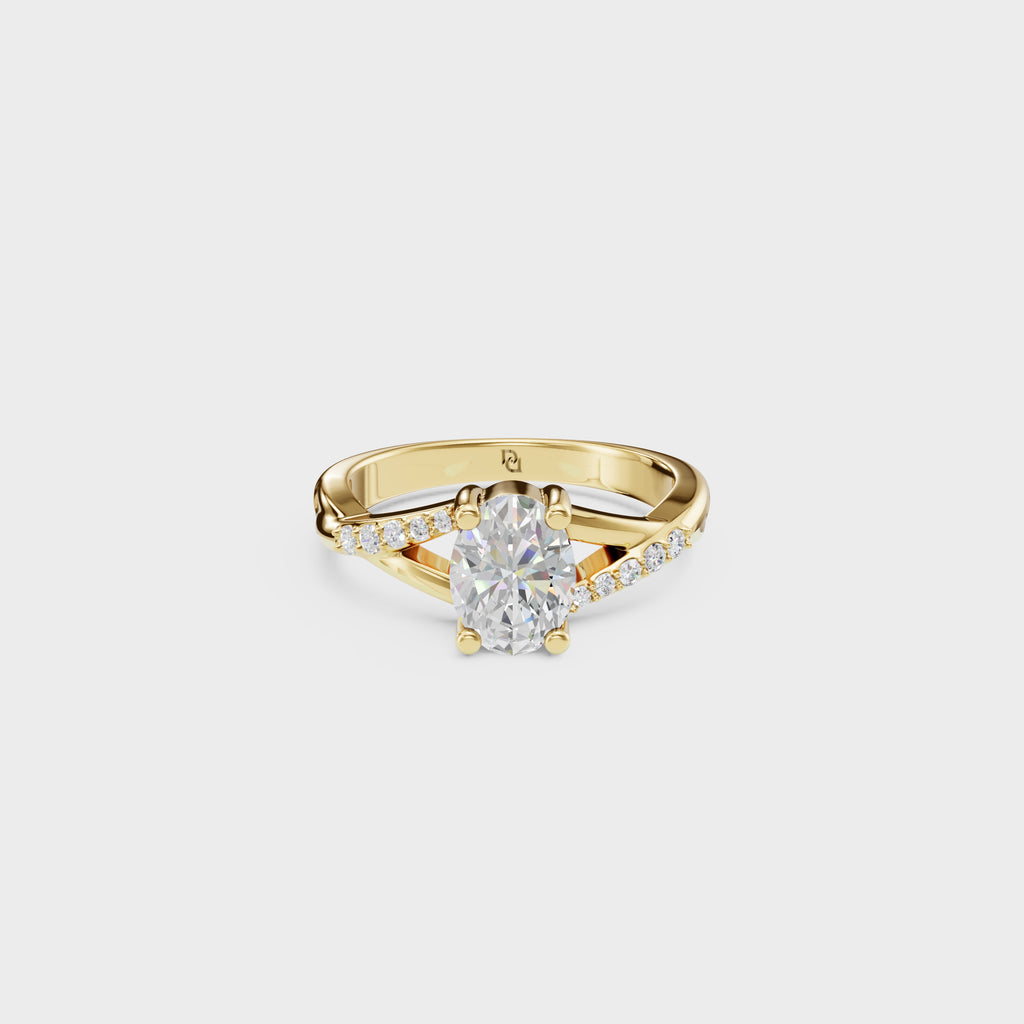 Cathedral Oval Cut Engagement Ring
