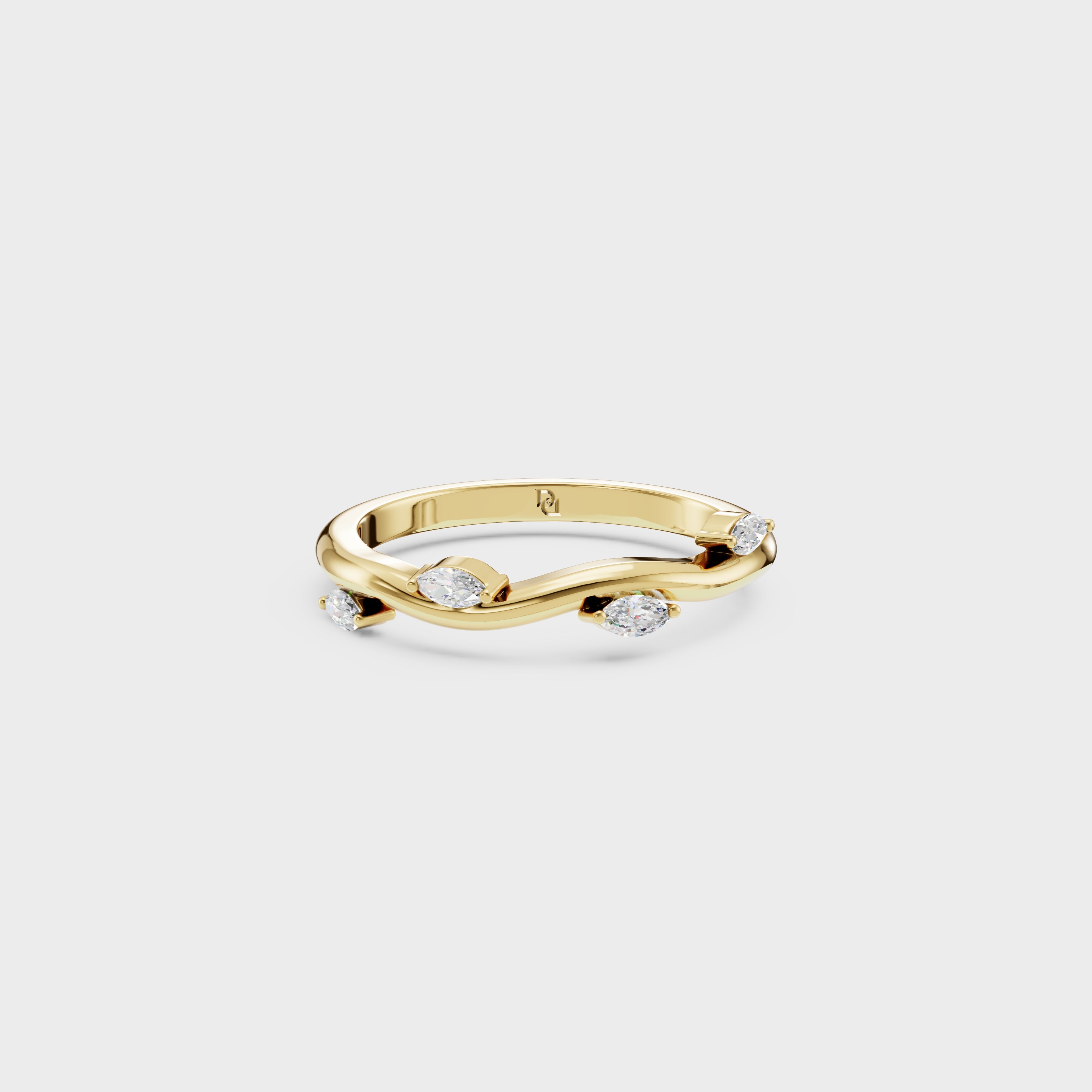 Wave Theme Marquise Diamond Ring