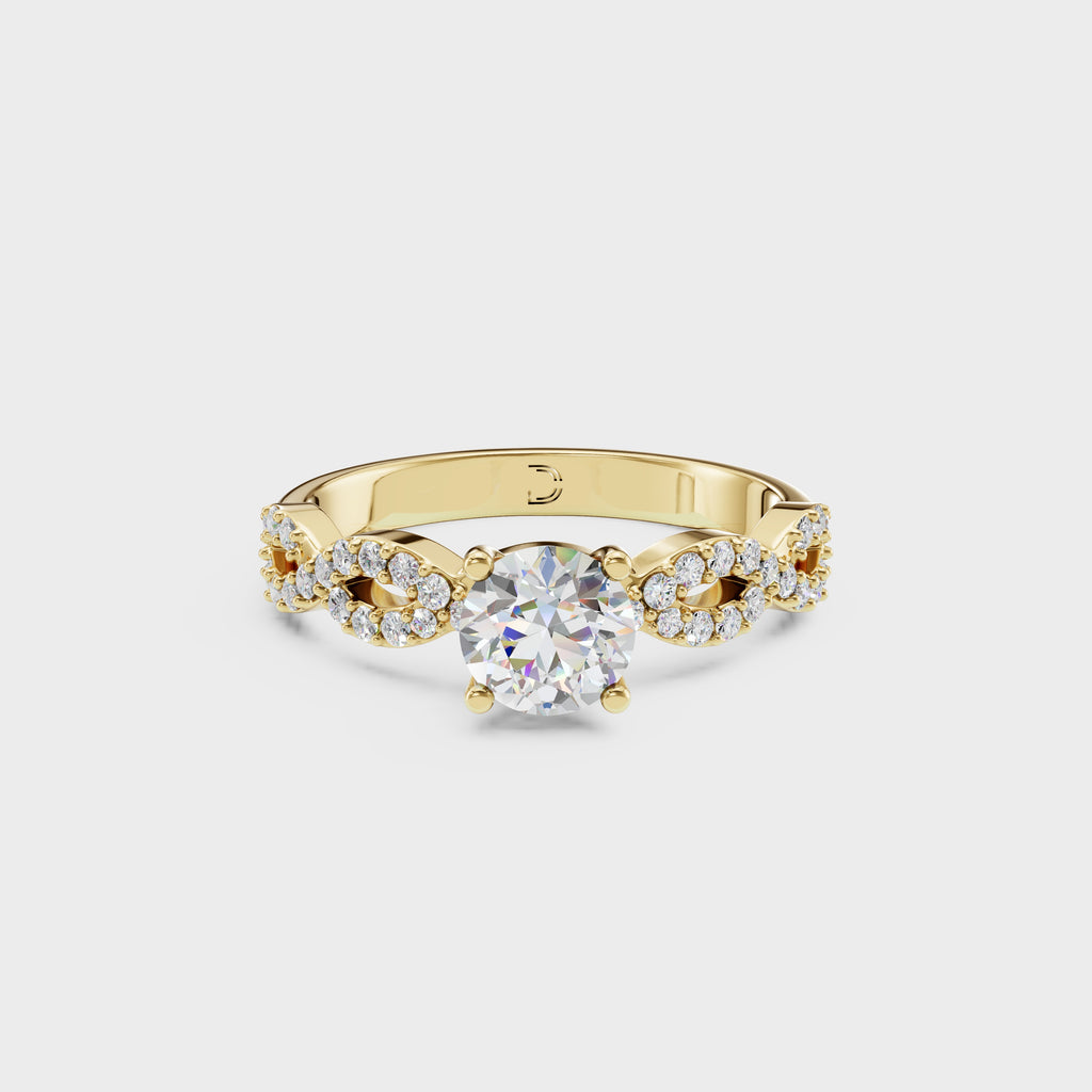 0.45 Round Cut Diamond Pave Twist Engagement Ring