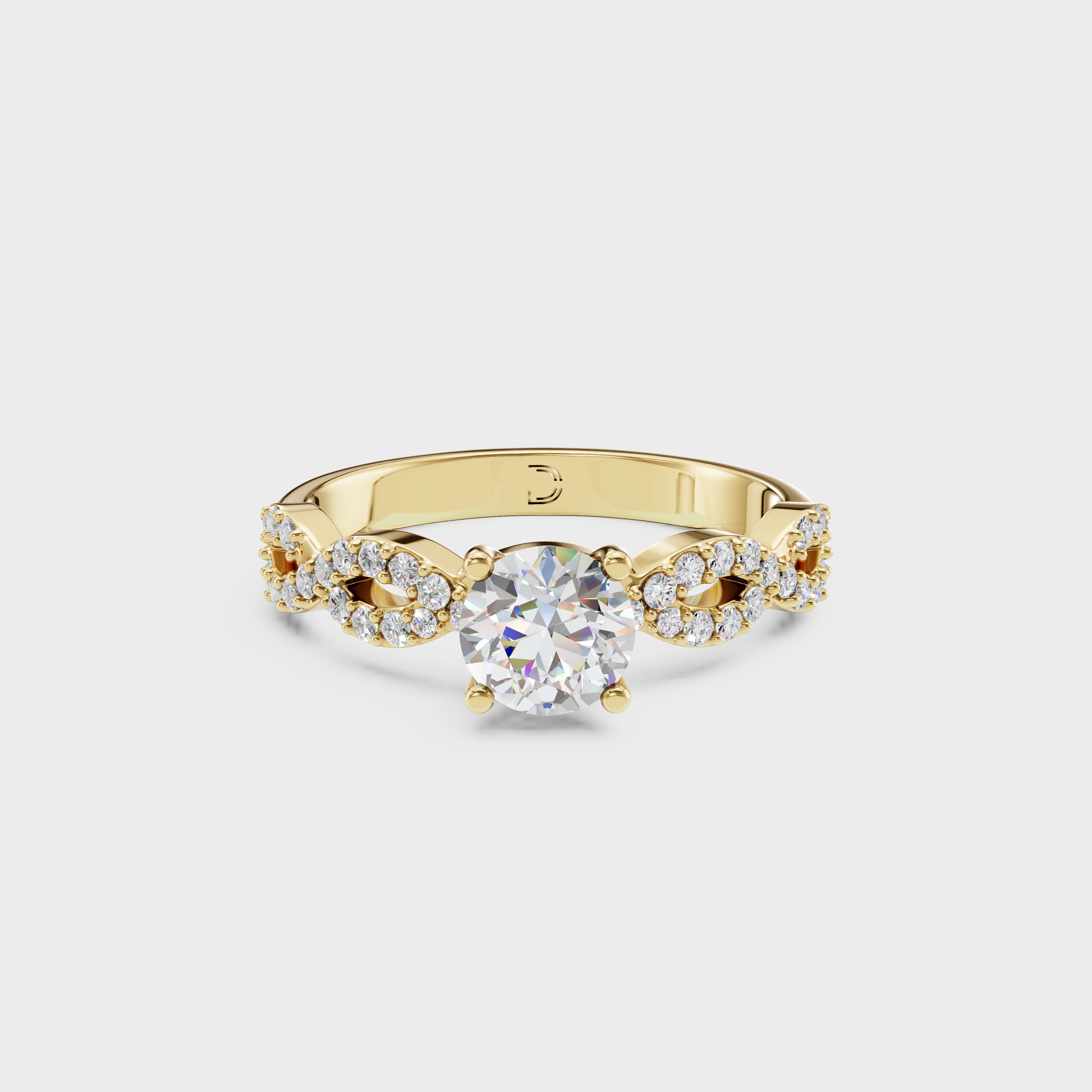 0.45 Round Cut Diamond Pave Twist Engagement Ring