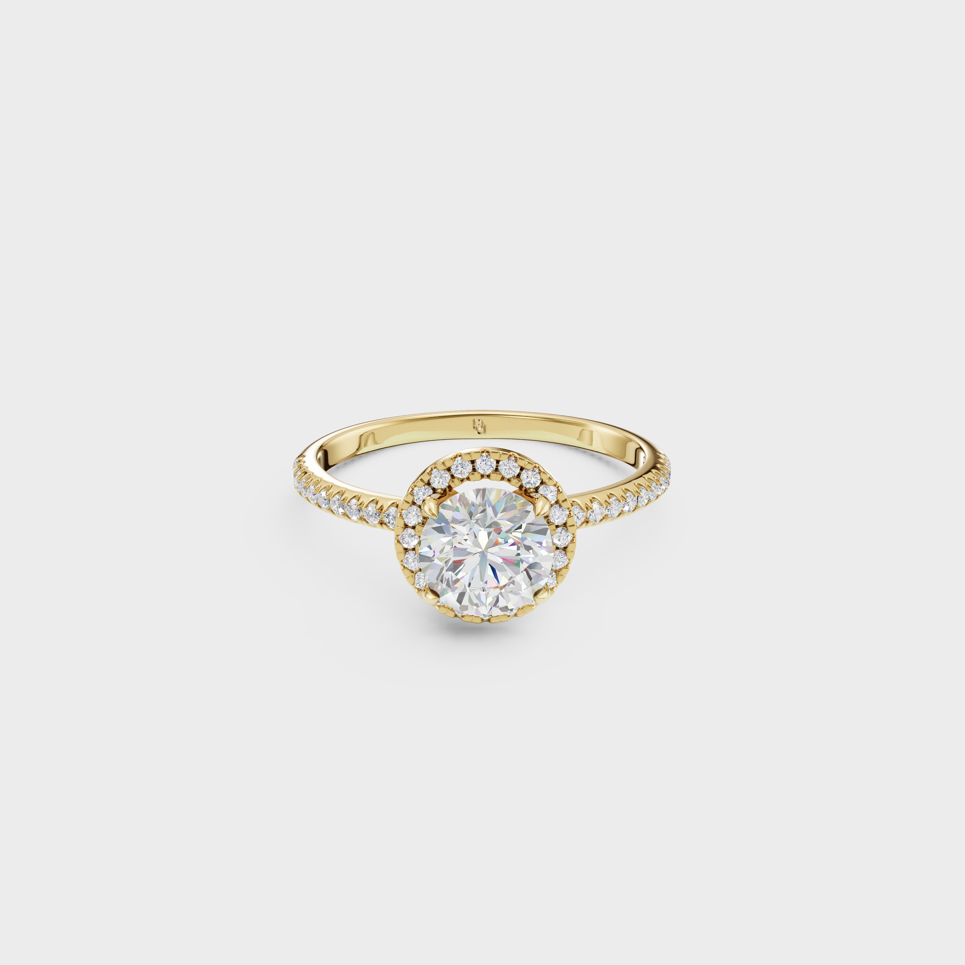 Aura Round Diamond Halo Engagement Ring