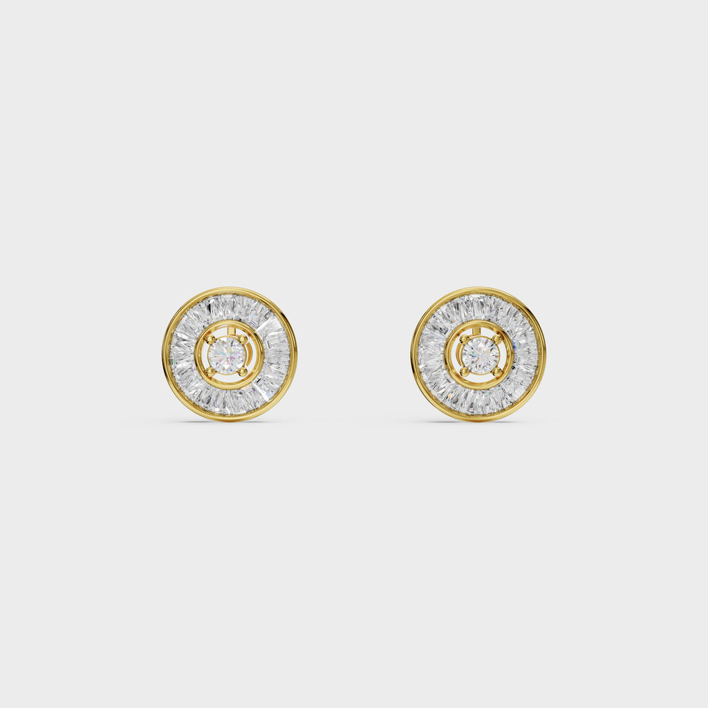 Radial Baguette Diamond Studs Earrings