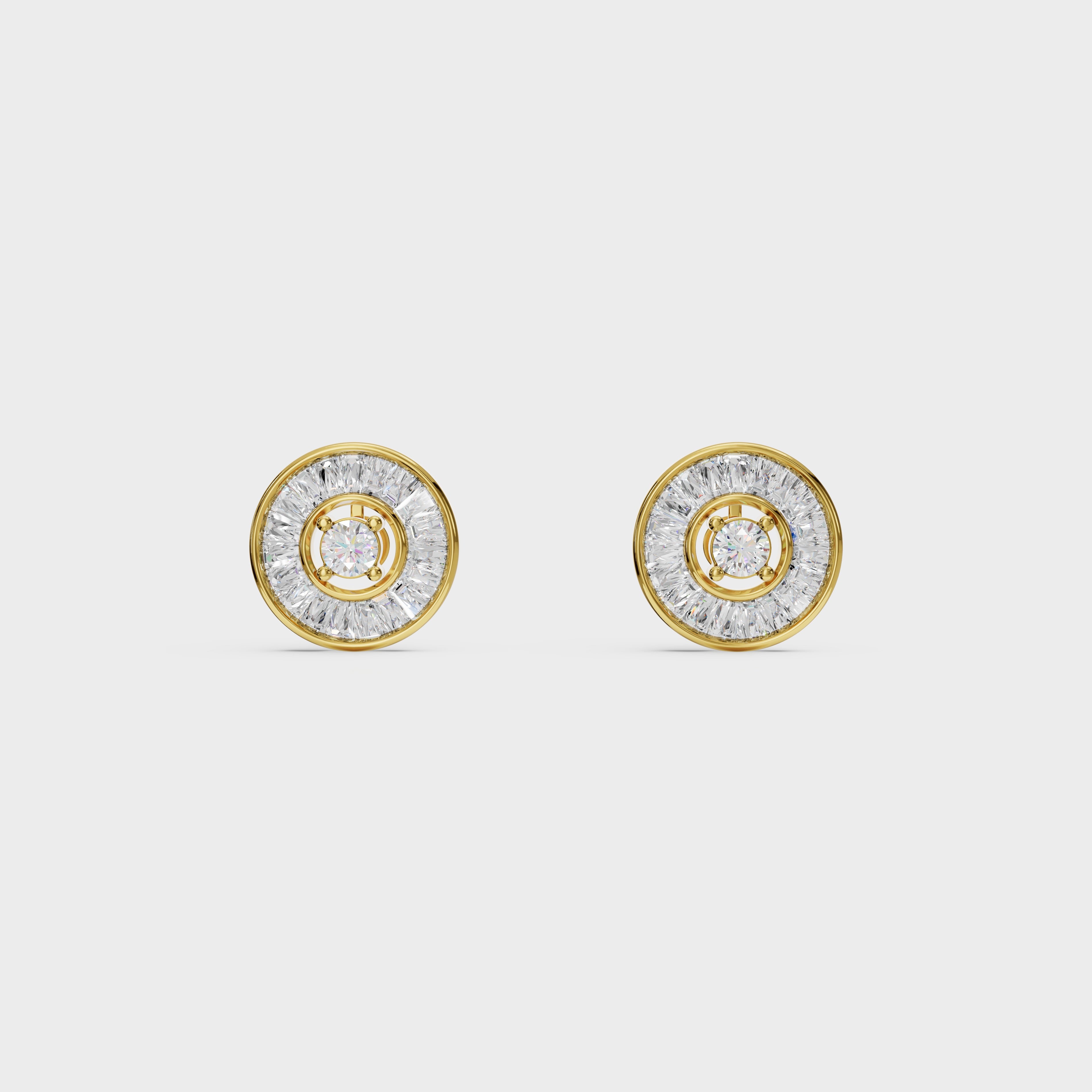 Radial Baguette Diamond Studs Earrings
