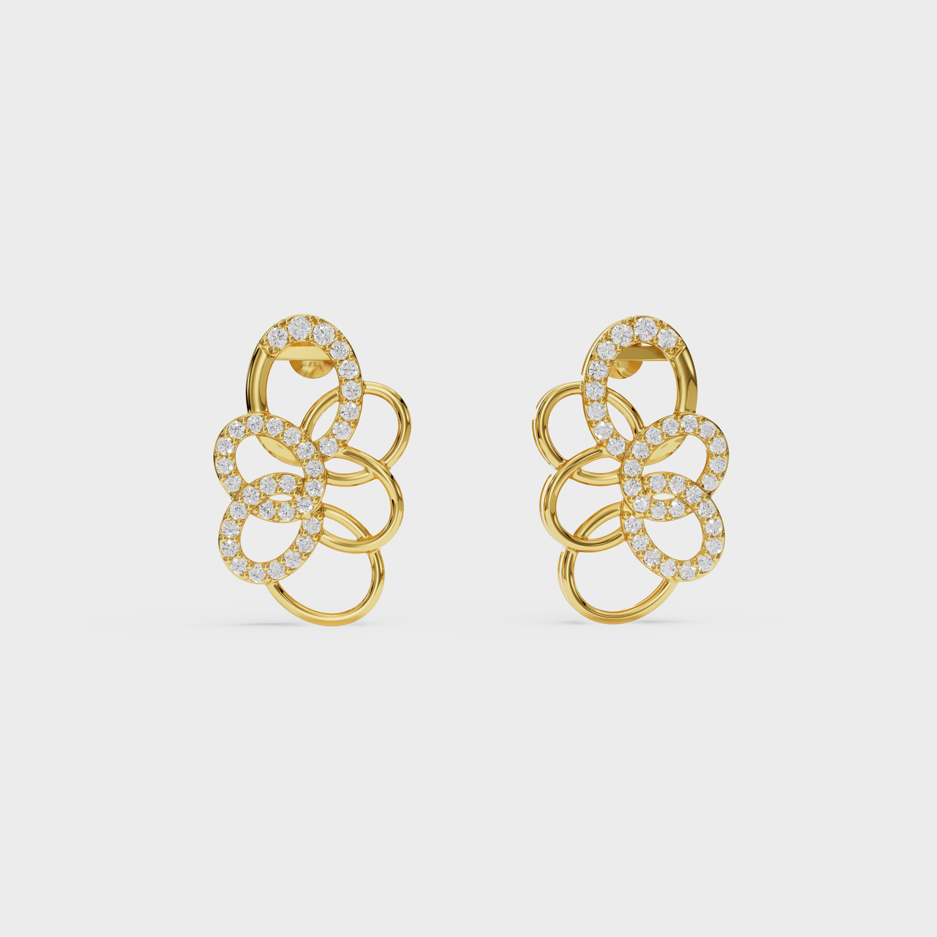 Flowing Petal Diamond Studs