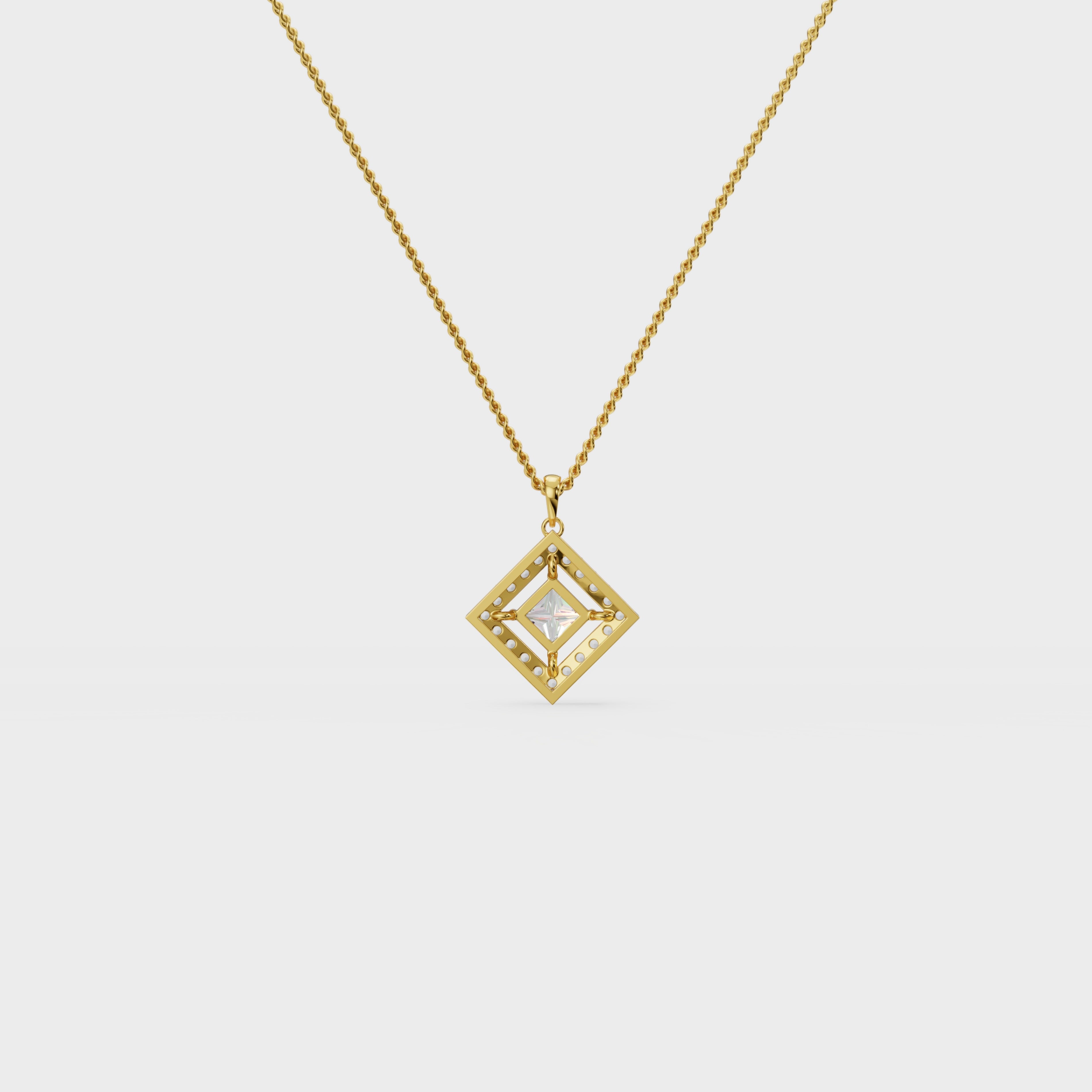 Square Halo princess diamond Pendant