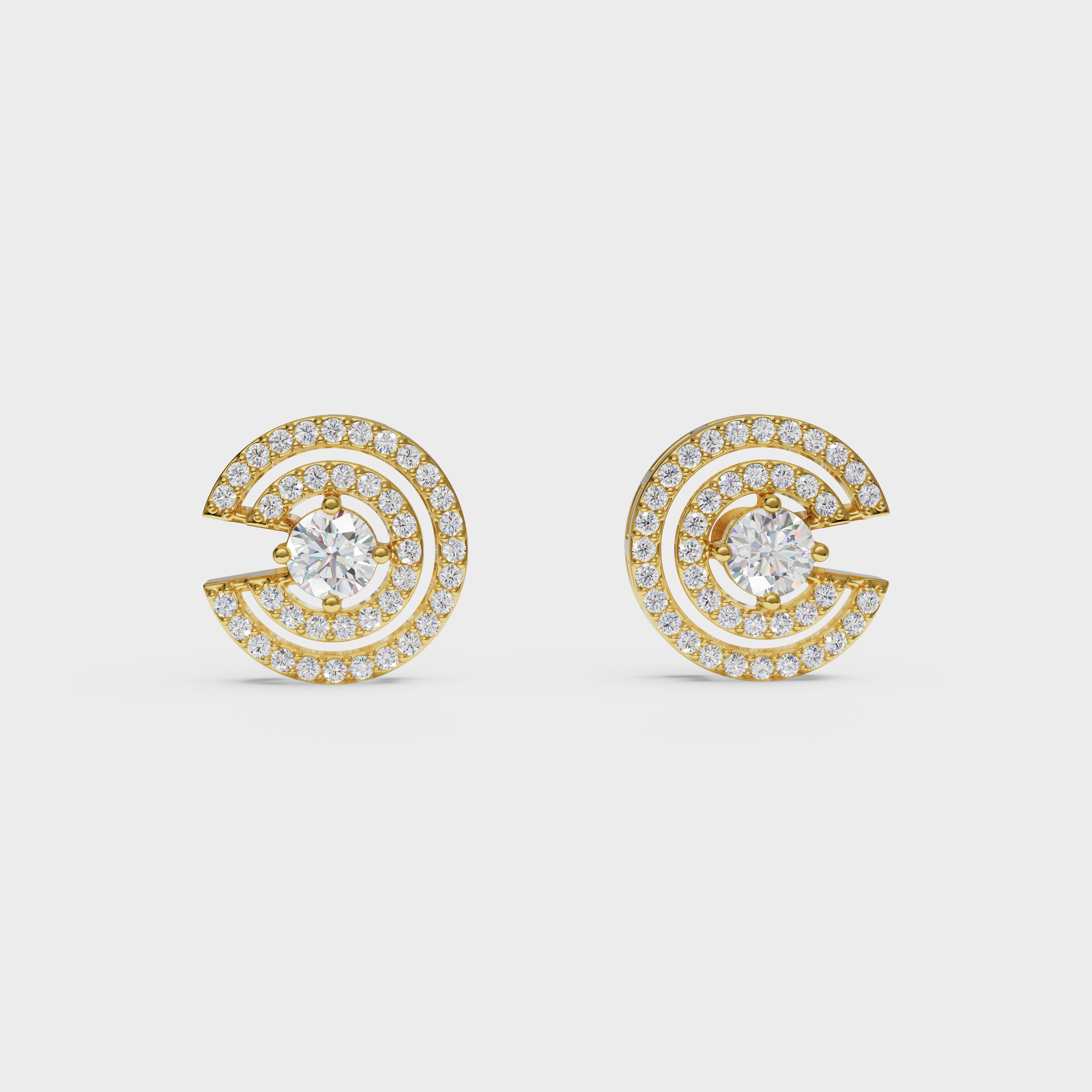 Spiral Sparkle Diamond Stud Earring