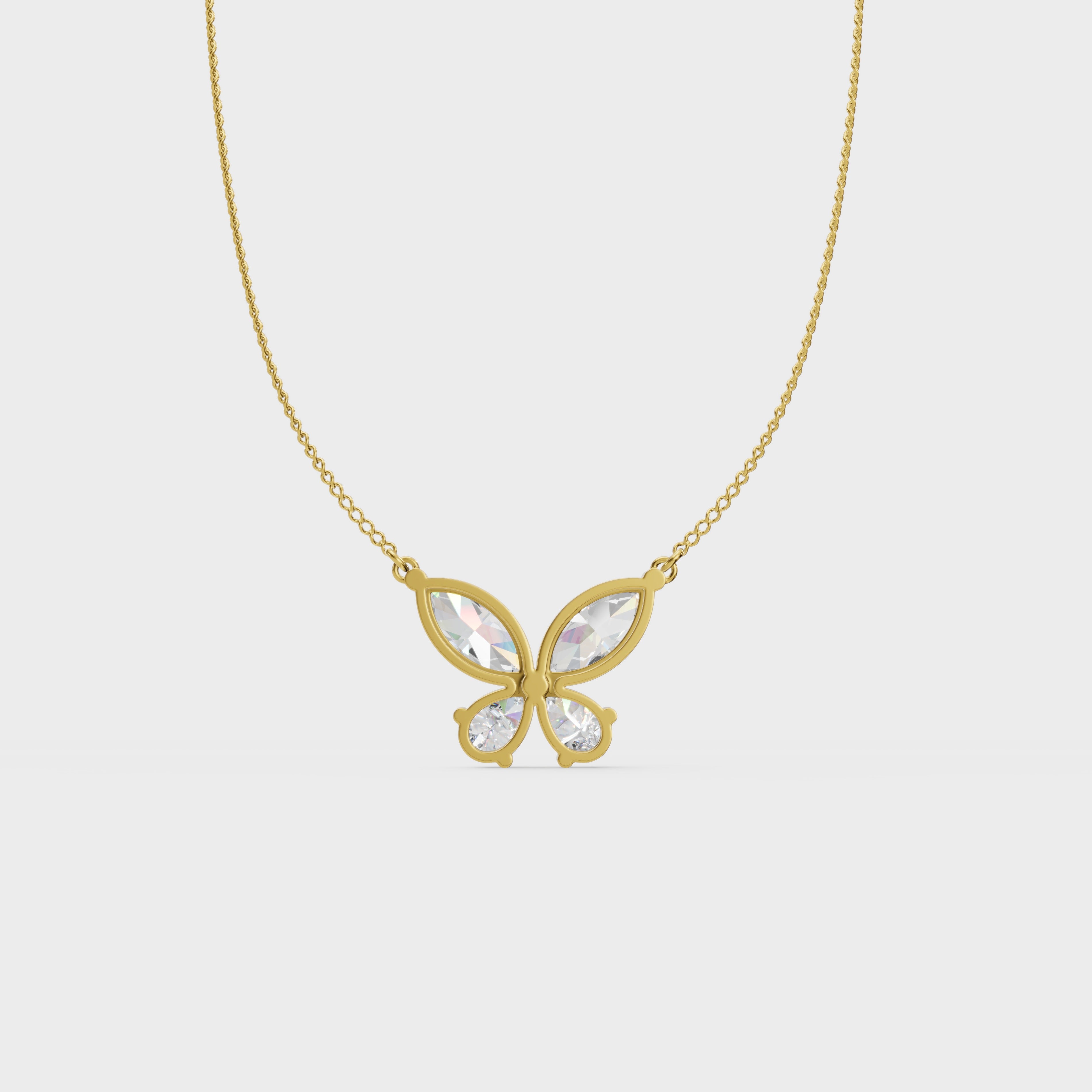 Flying Beauty Butterfly Elegant Marquise Cut Pendant